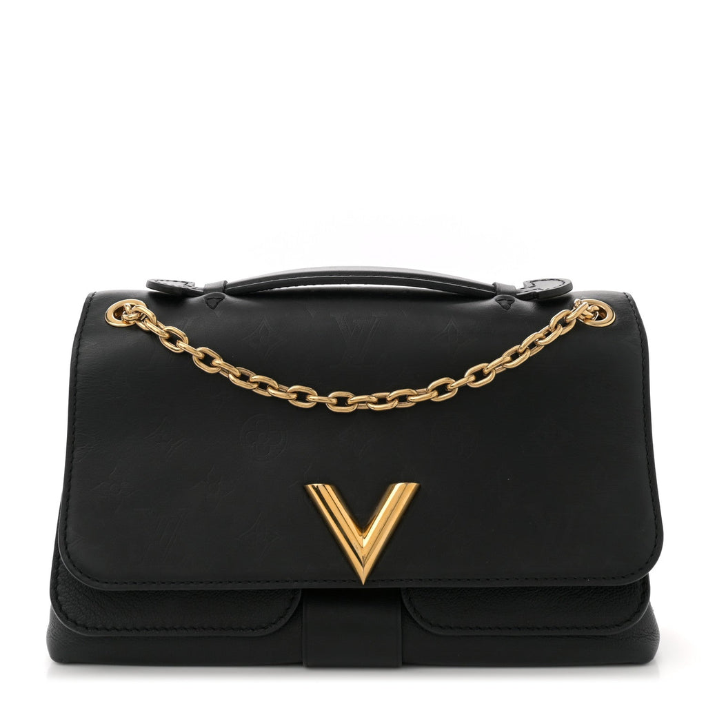 Monogram Cuir Plume Ecume Very Chain Bag Black