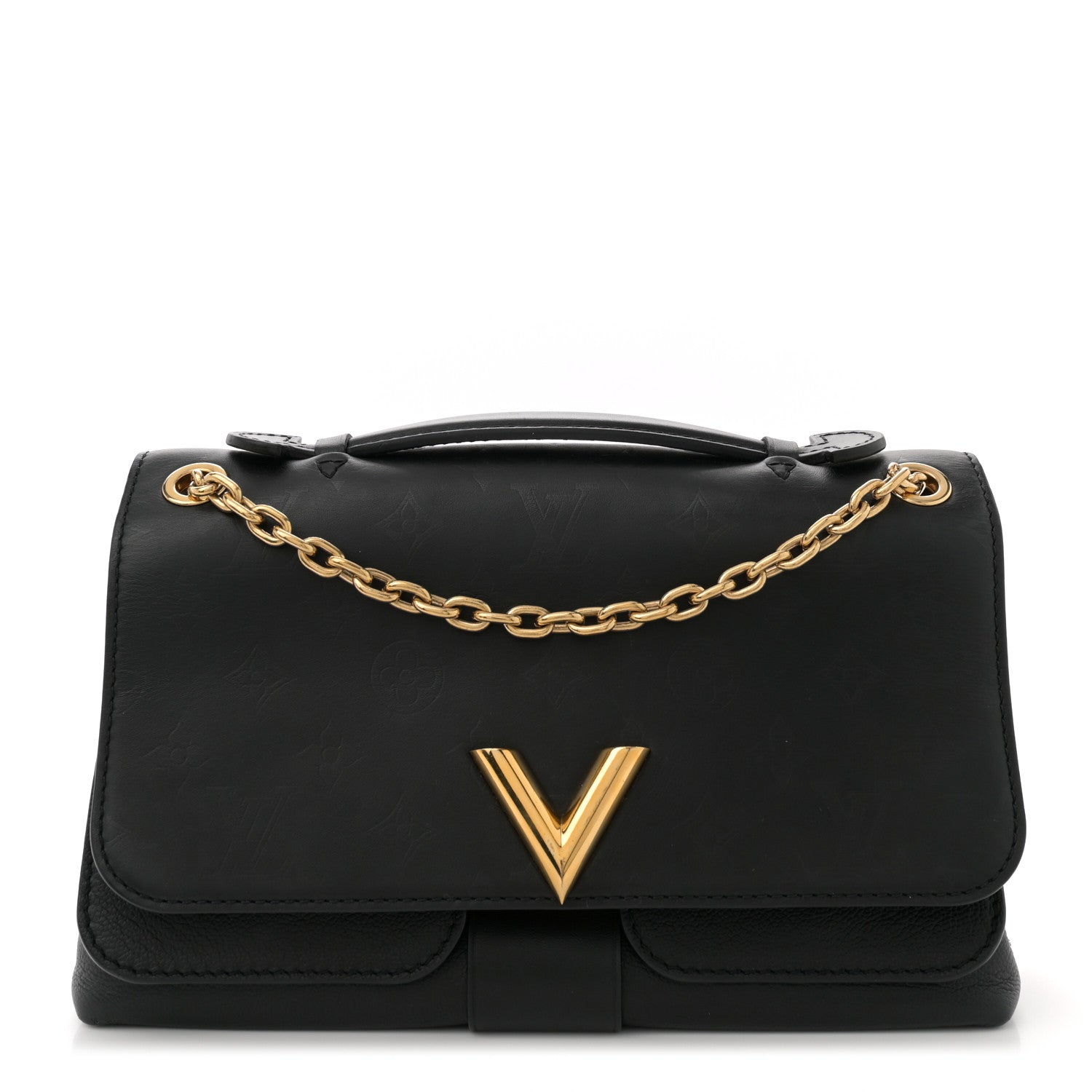 Monogram Cuir Plume Ecume Very Chain Bag Black