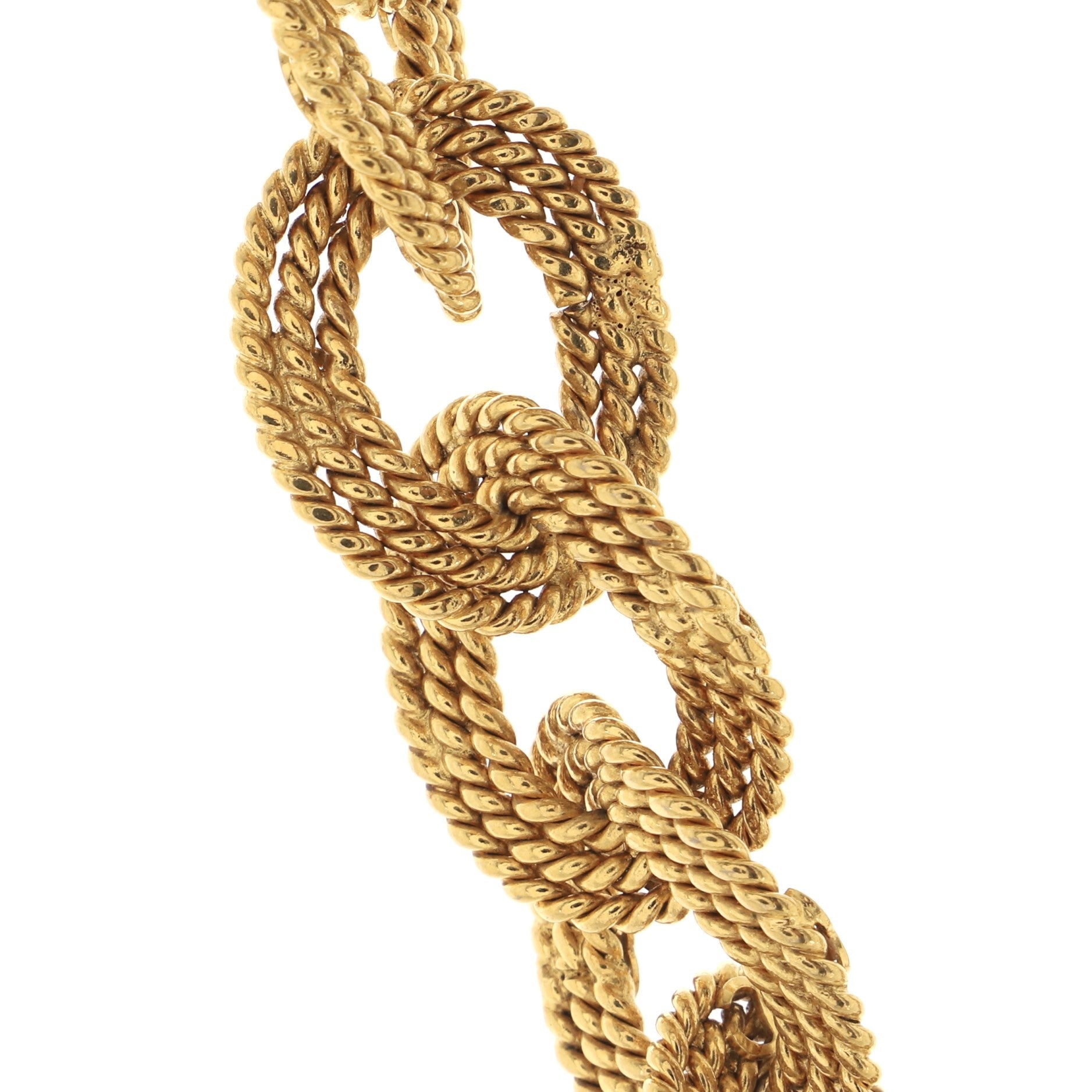 Vintage CC Twist Oval Link Toggle Necklace Metal Large