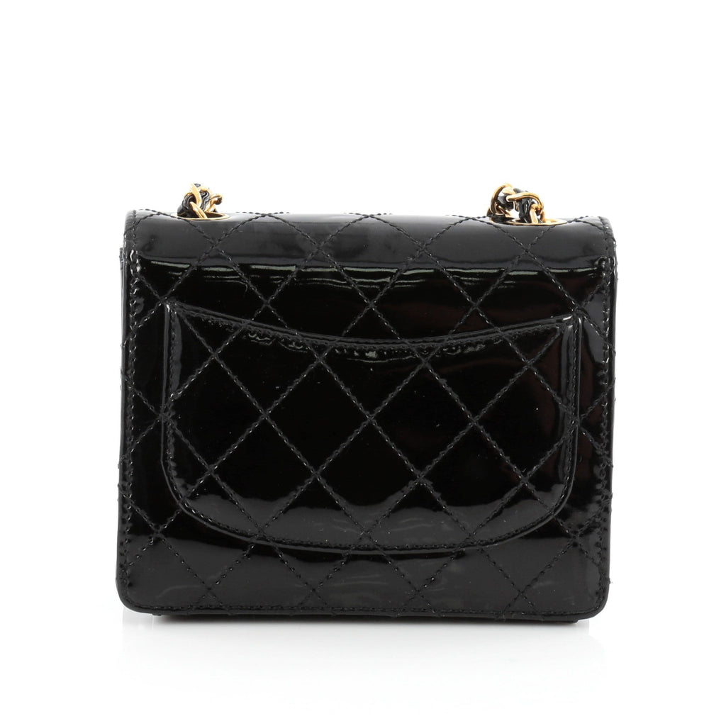 Vintage Square Classic Single Flap Bag Quilted Patent Mini