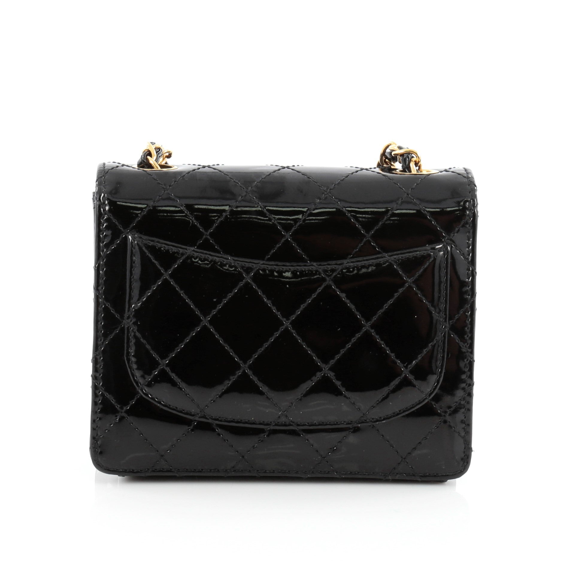 Vintage Square Classic Single Flap Bag Quilted Patent Mini