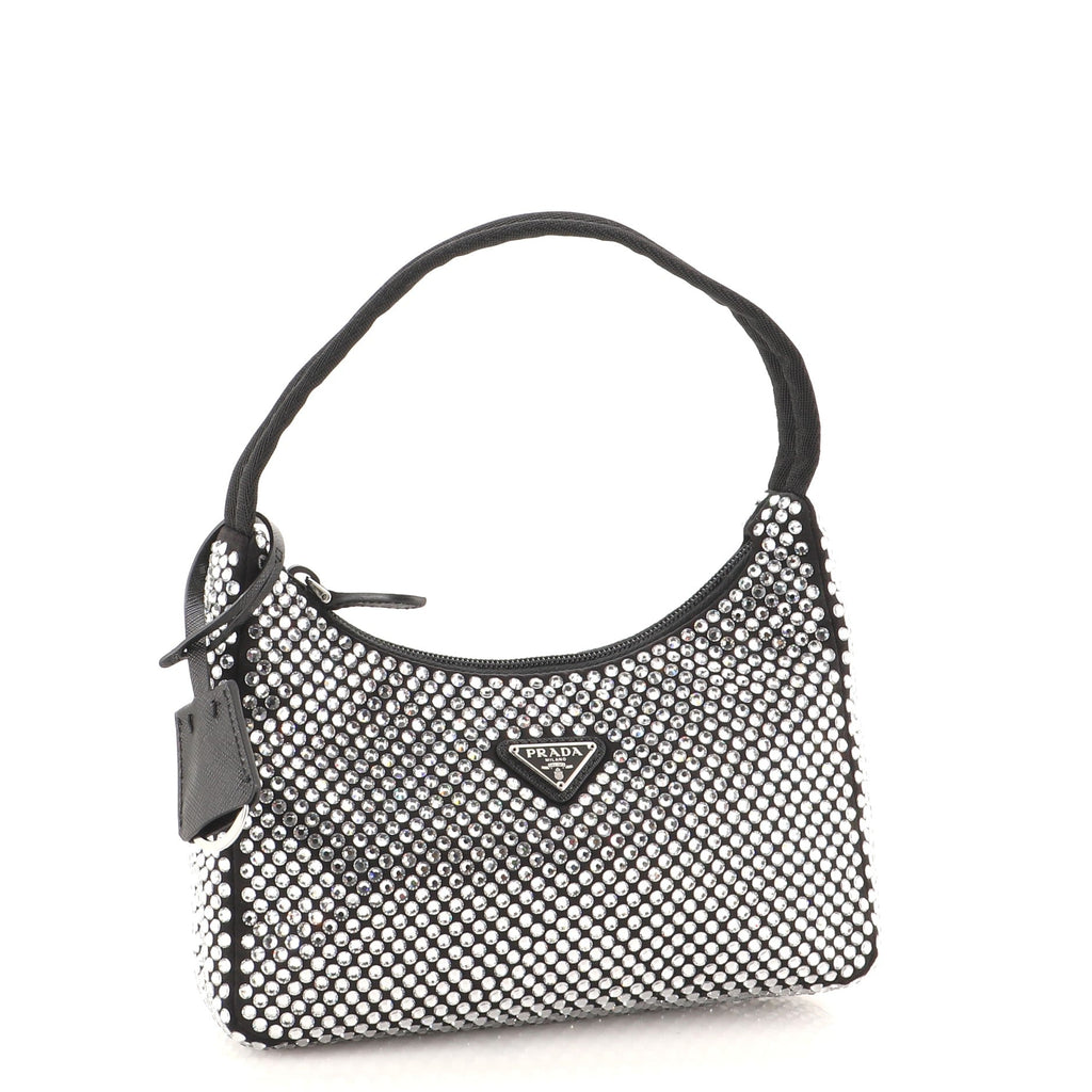 Re-Edition 2000 Hobo Crystal Embellished Satin Mini