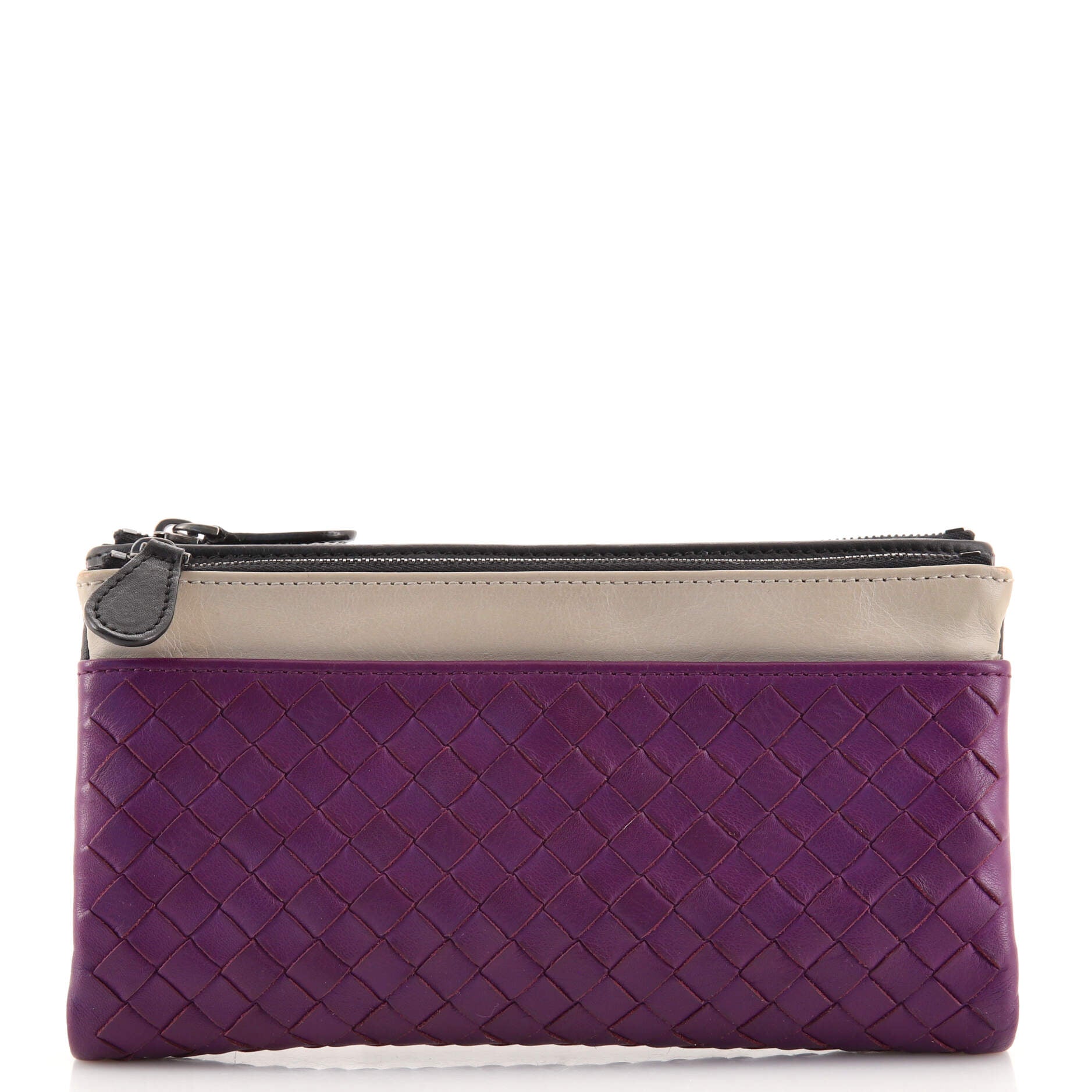 Double Zip Clutch Wallet Intrecciato Nappa