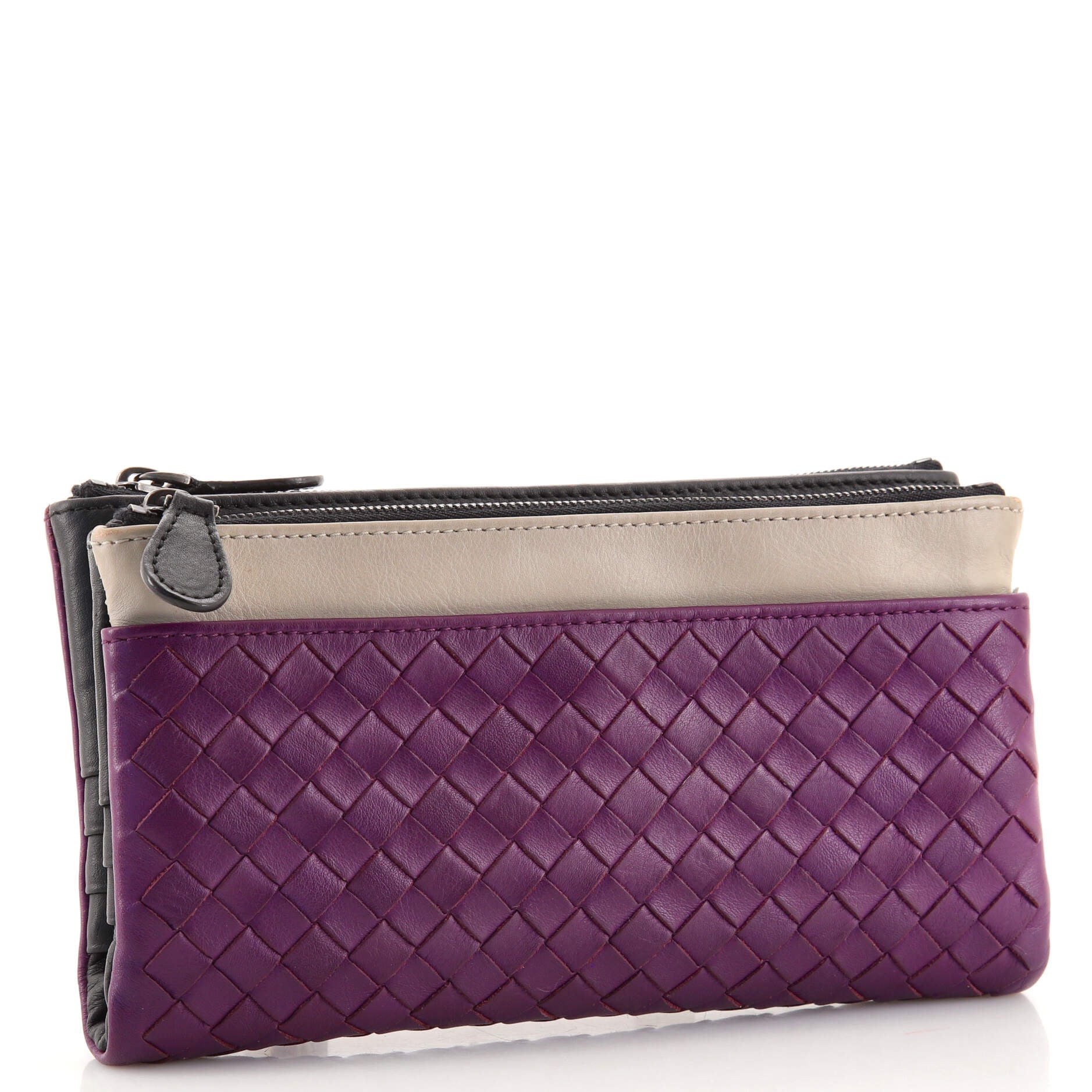 Double Zip Clutch Wallet Intrecciato Nappa