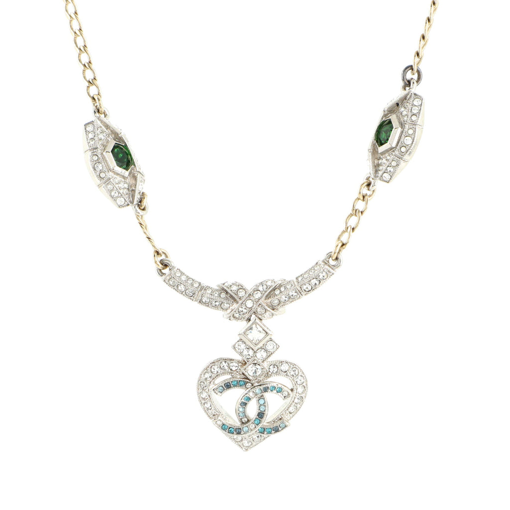 New Eyes Heart CC Pendant Necklace Metal with Crystals