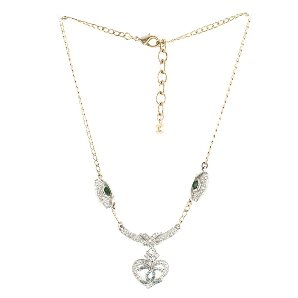 New Eyes Heart CC Pendant Necklace Metal with Crystals
