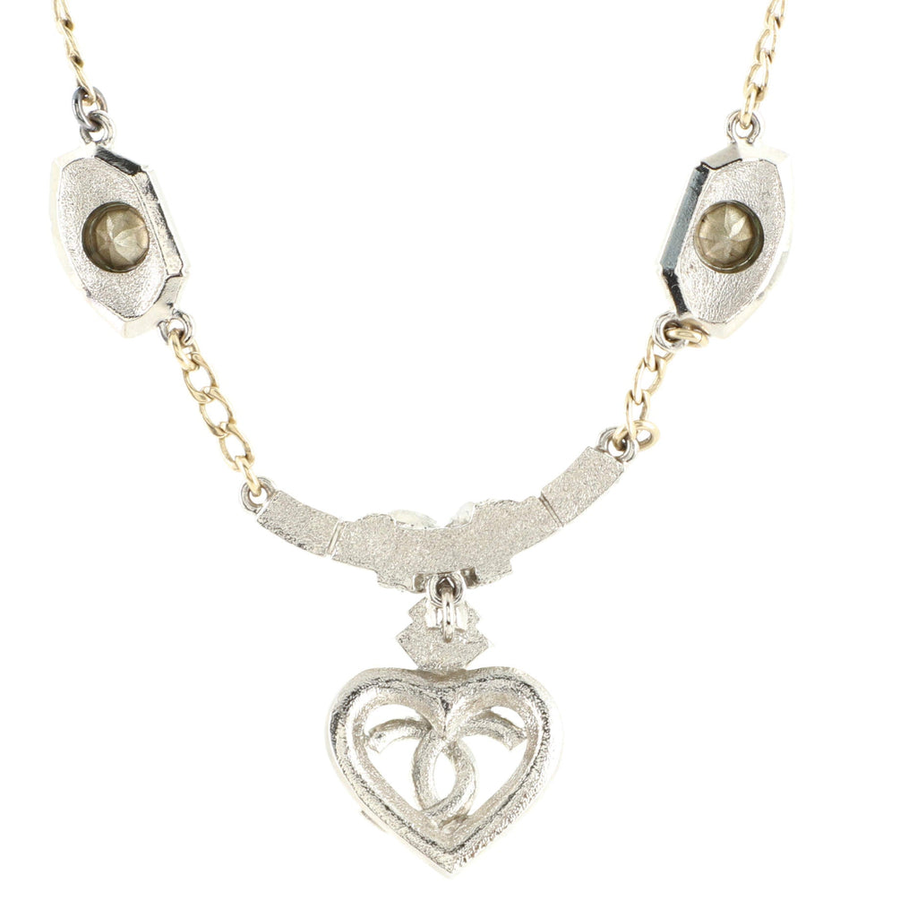 New Eyes Heart CC Pendant Necklace Metal with Crystals