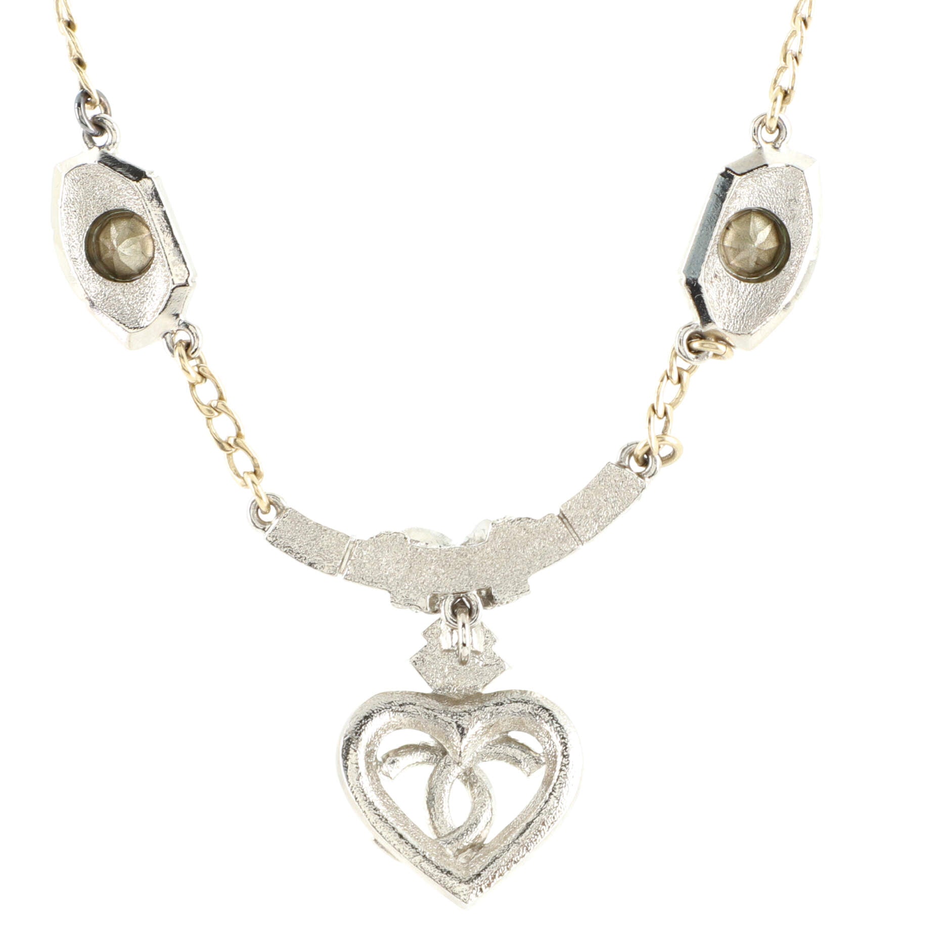 New Eyes Heart CC Pendant Necklace Metal with Crystals