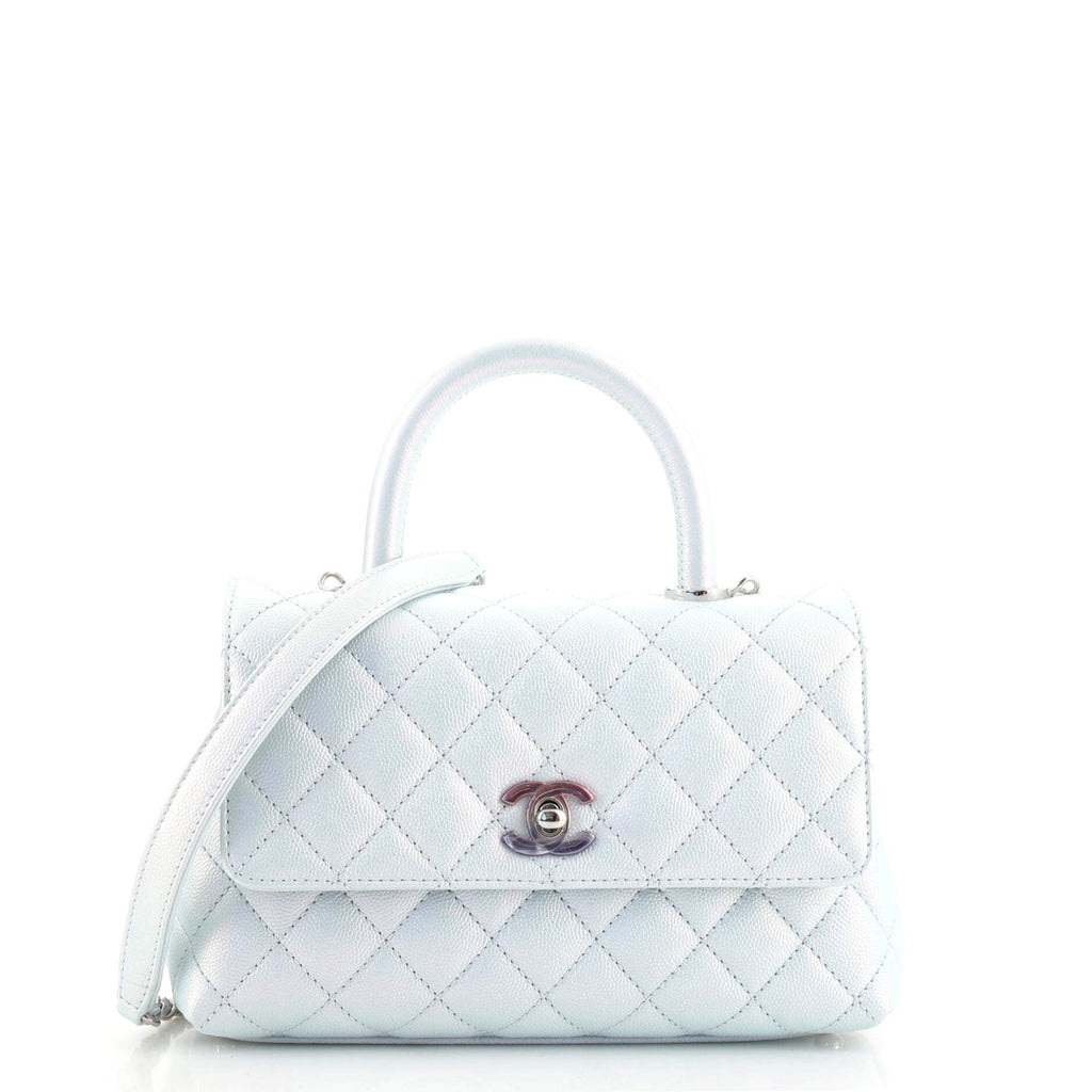 Coco Top Handle Bag Quilted Iridescent Caviar with Gradient Hardware Mini