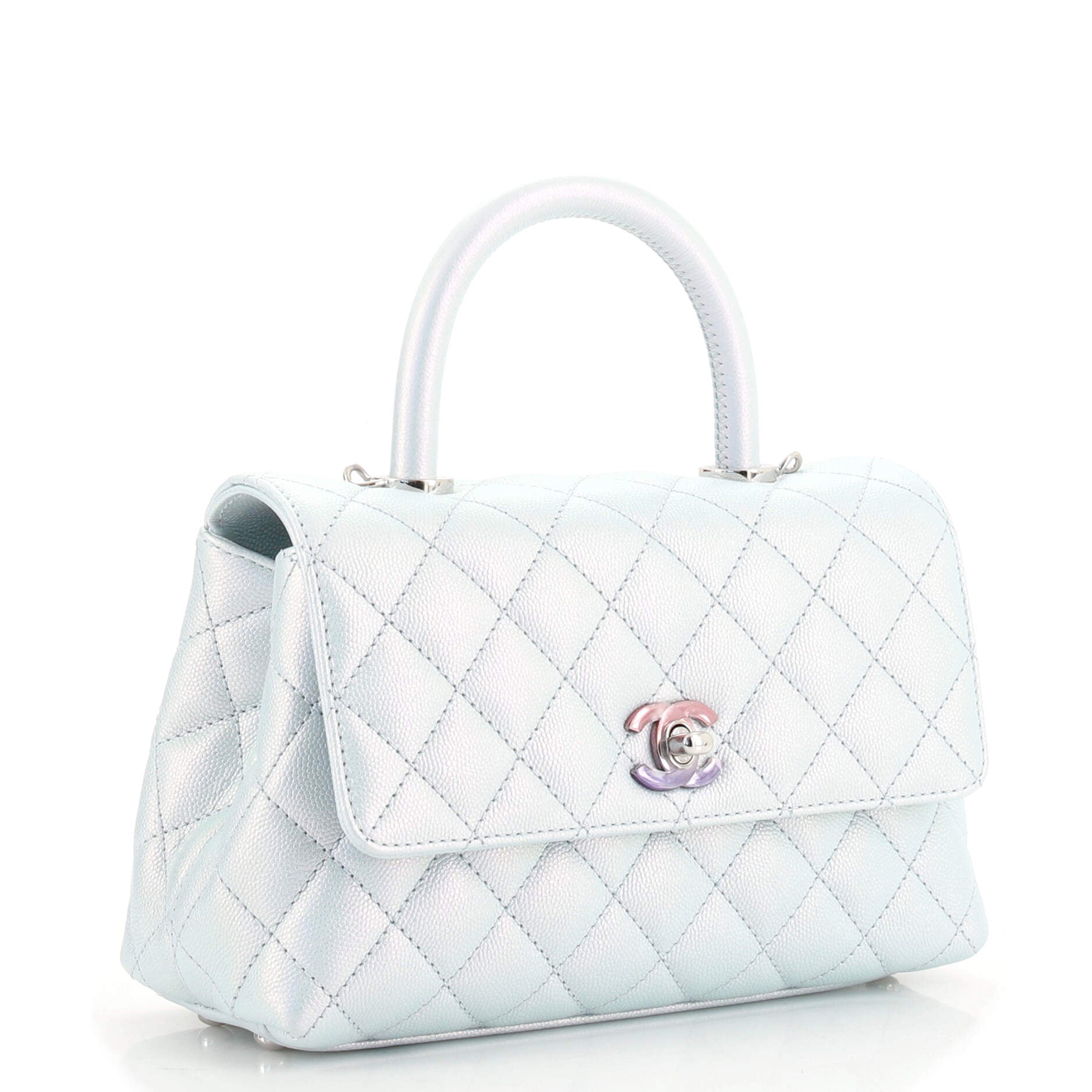 Coco Top Handle Bag Quilted Iridescent Caviar with Gradient Hardware Mini