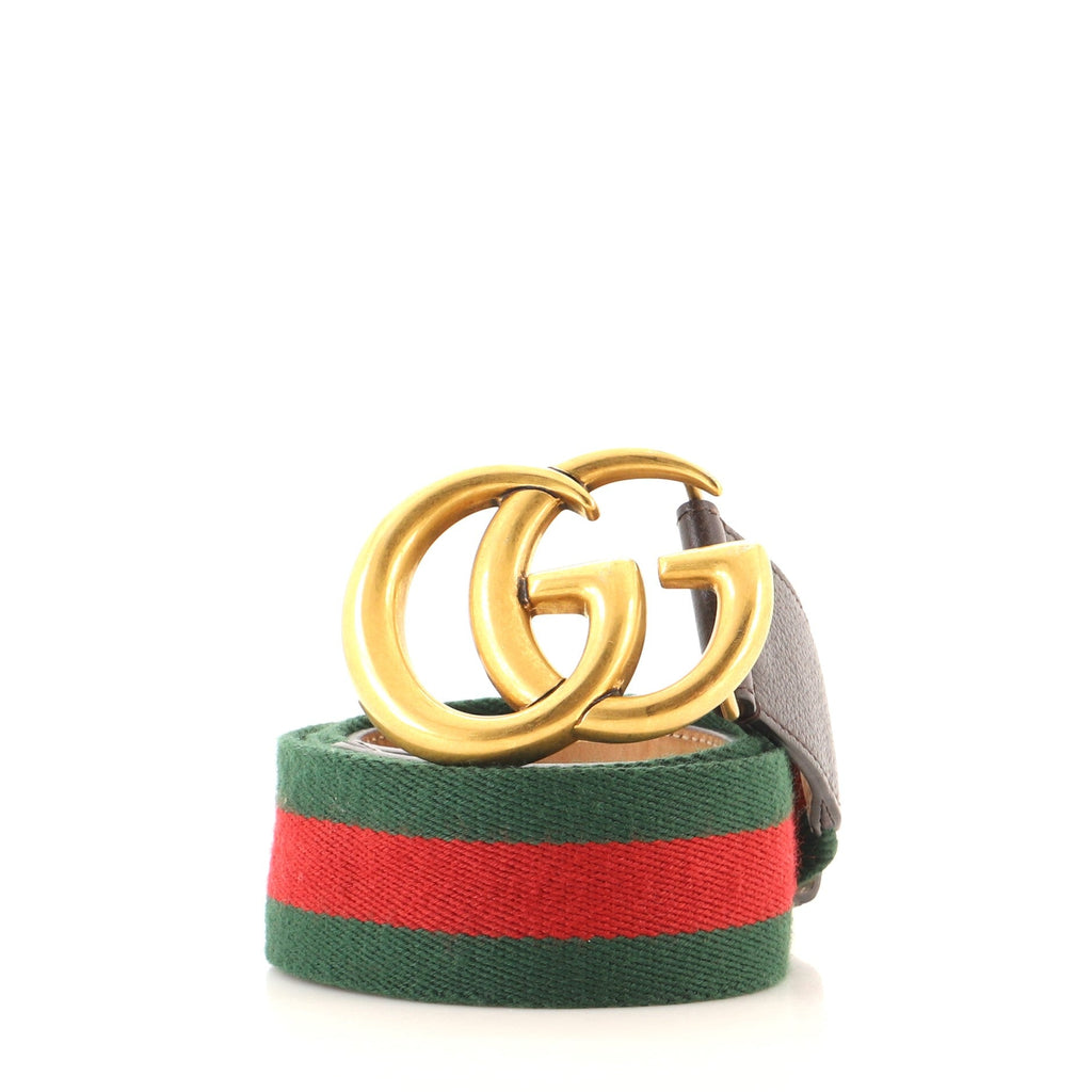 GG Marmont Web Belt Canvas and Leather Wide 90