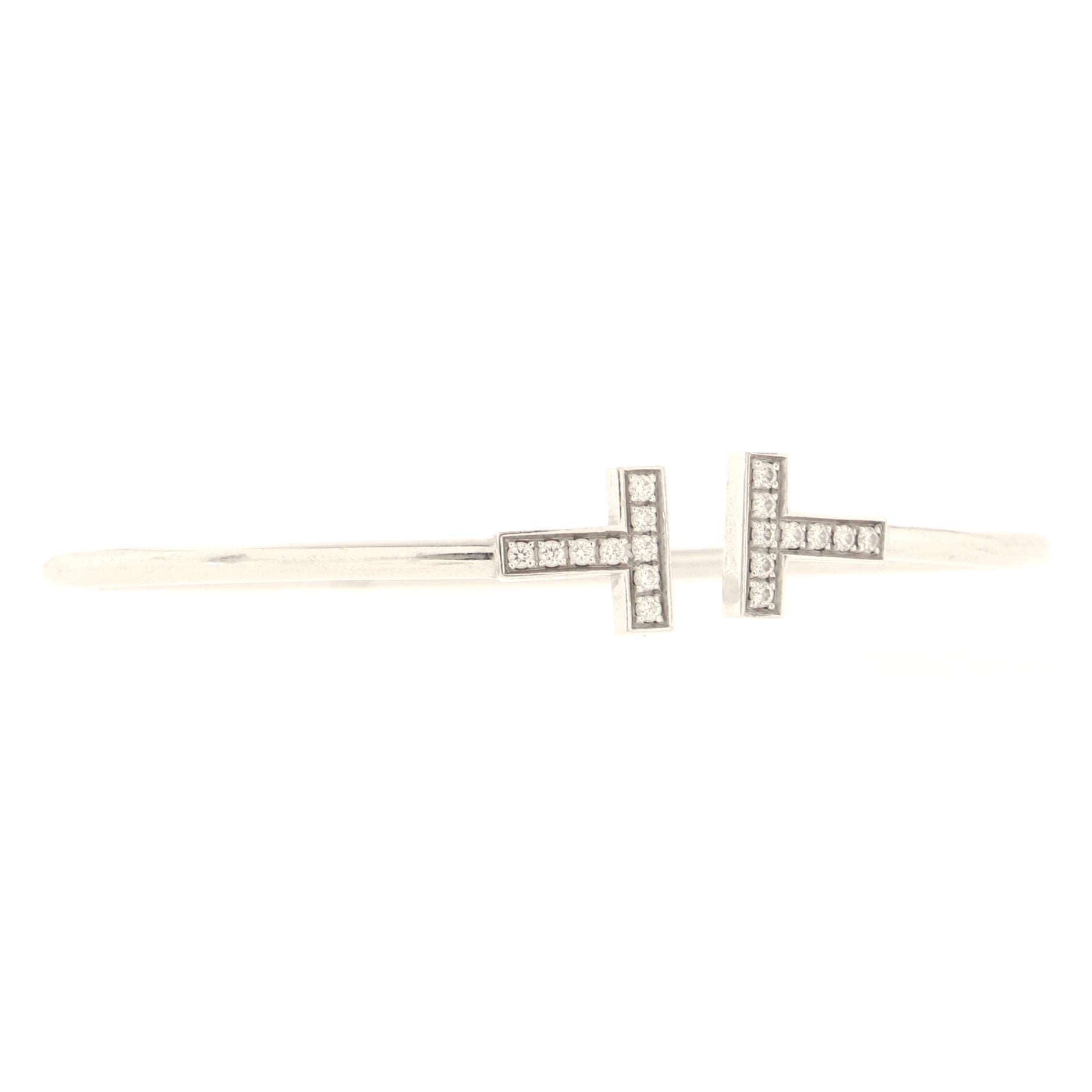 T Wire Bracelet 18K White Gold with Diamonds