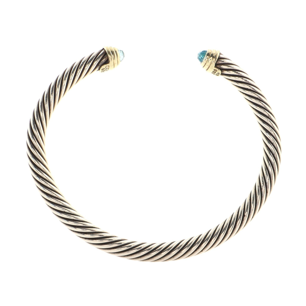 Cable Classic Bracelet Sterling Silver with 14K Yellow Gold and Topaz 5mm