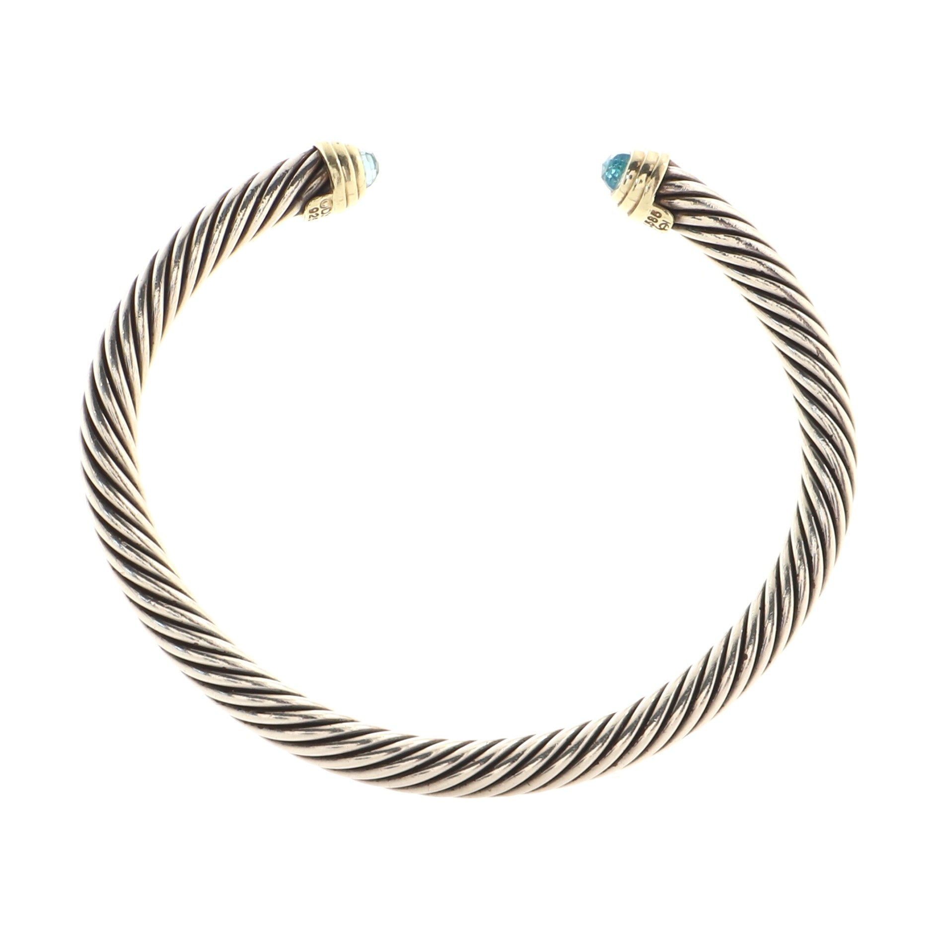 Cable Classic Bracelet Sterling Silver with 14K Yellow Gold and Topaz 5mm