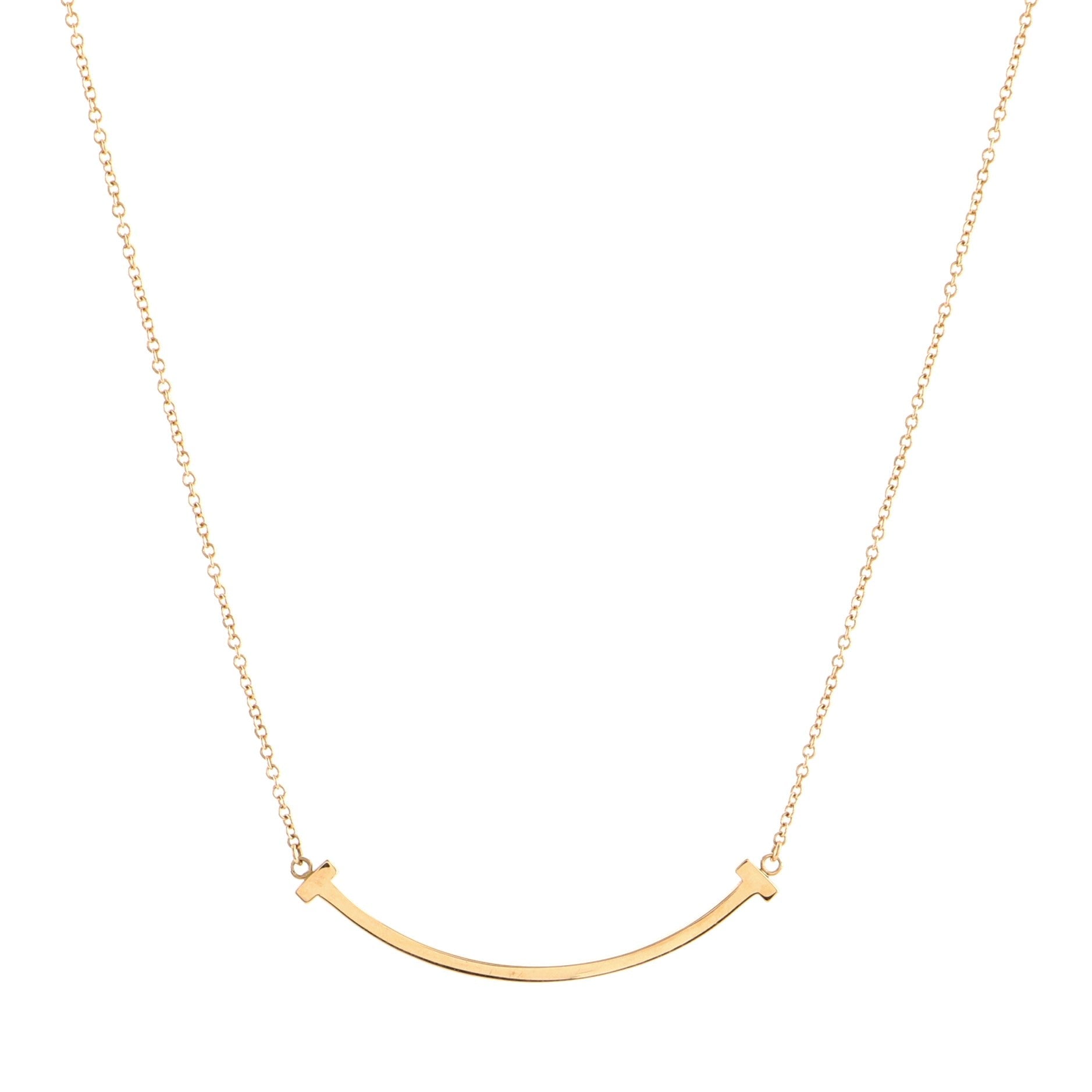 T Smile Pendant Necklace 18K Rose Gold Small