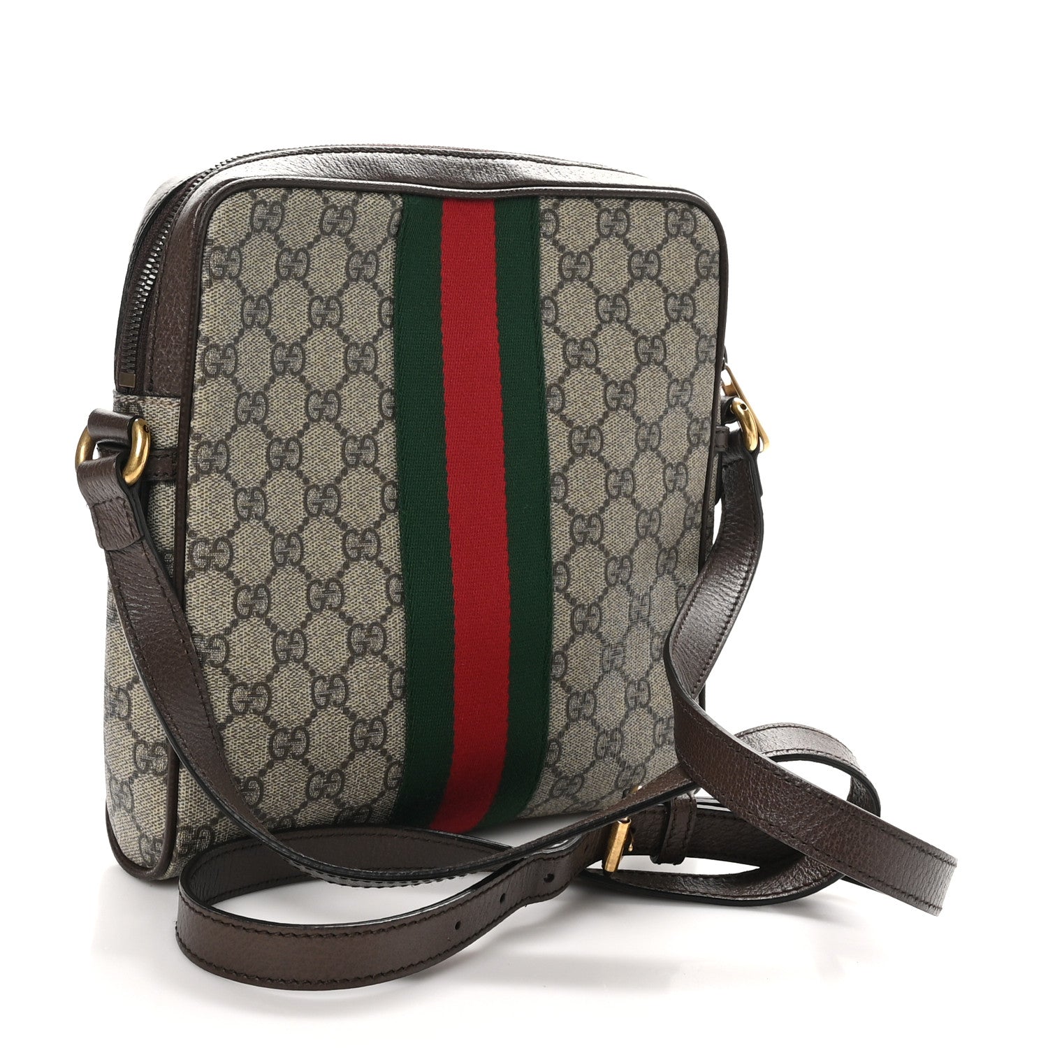 GG Supreme Monogram Web Small Ophidia Messenger Bag Brown