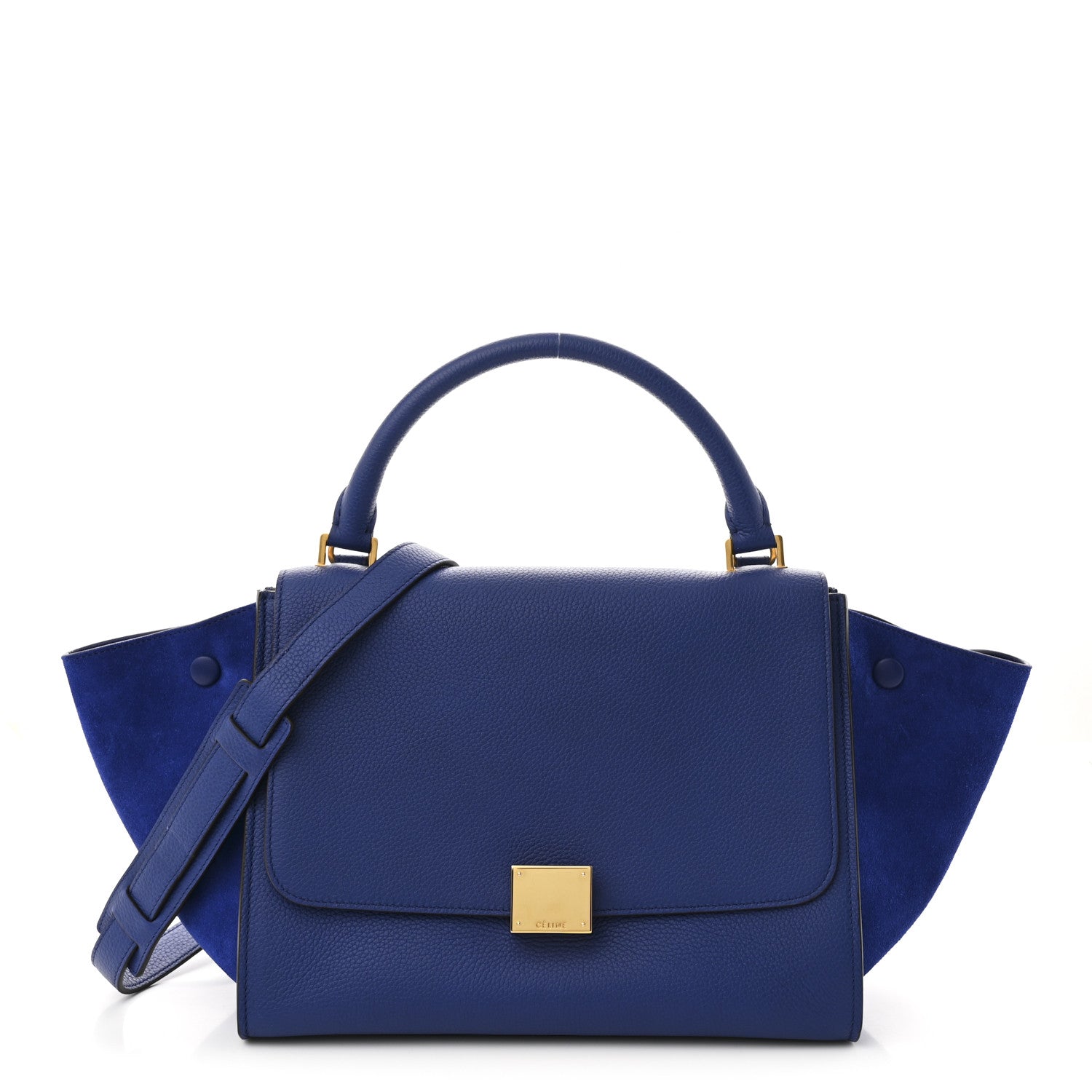 Drummed Calfskin Suede Small Trapeze Indigo