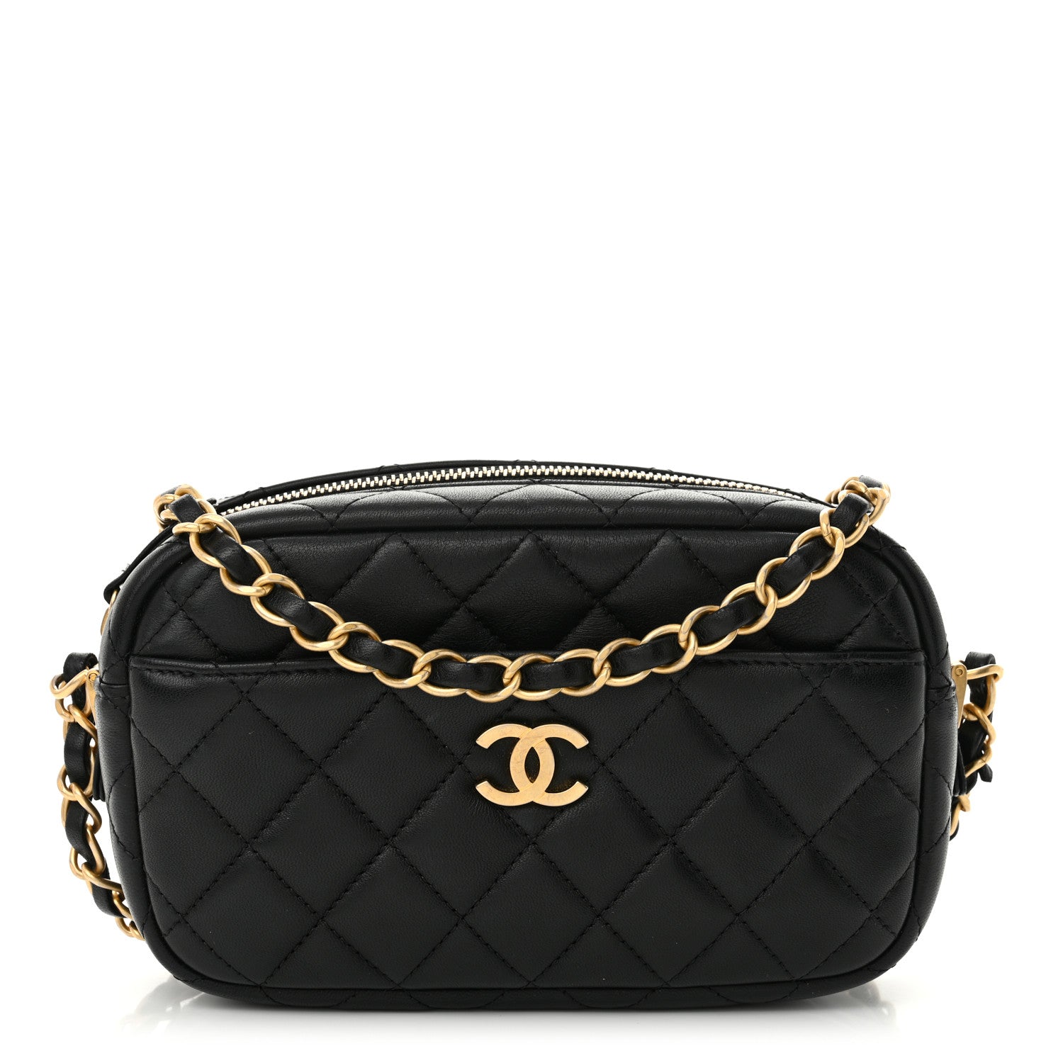 Lambskin Quilted Camera Bag Black