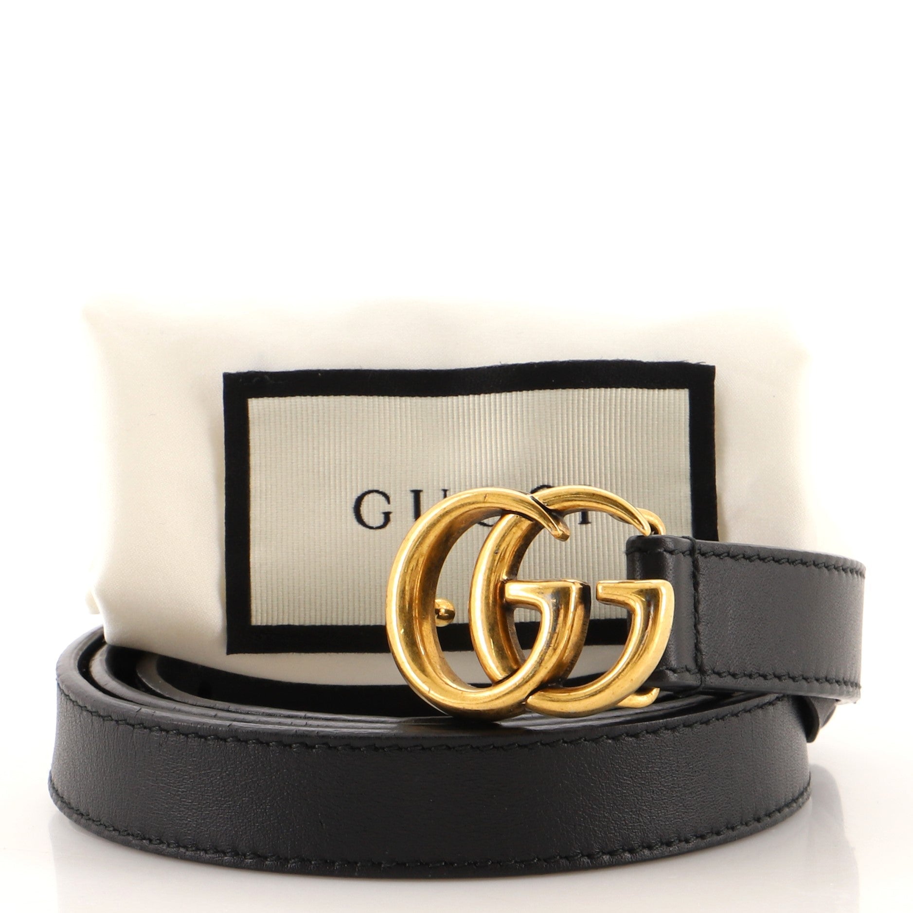 GG Marmont Belt Leather Thin 80