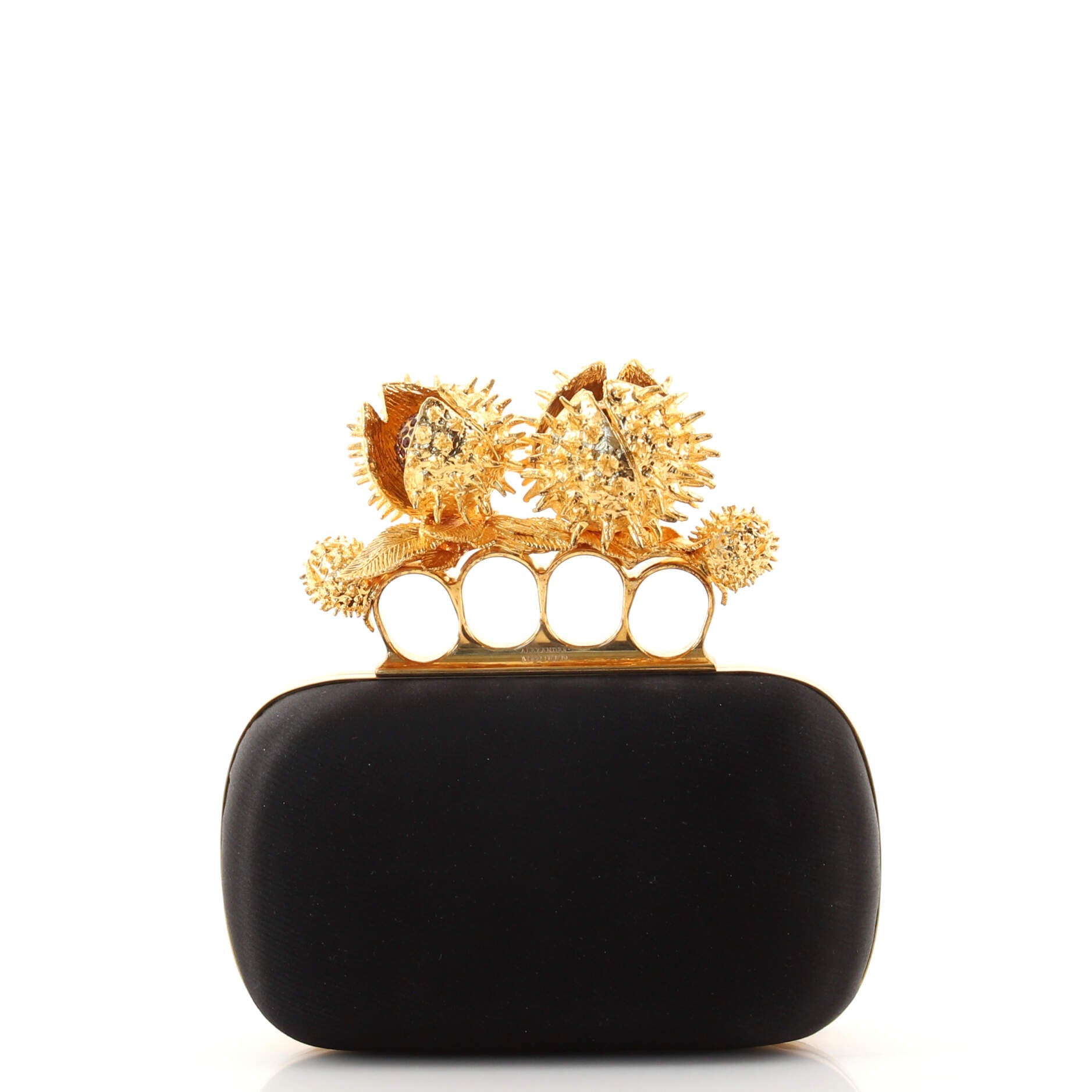 Venus Fly Trap and Skull Knuckle Box Clutch Satin Small
