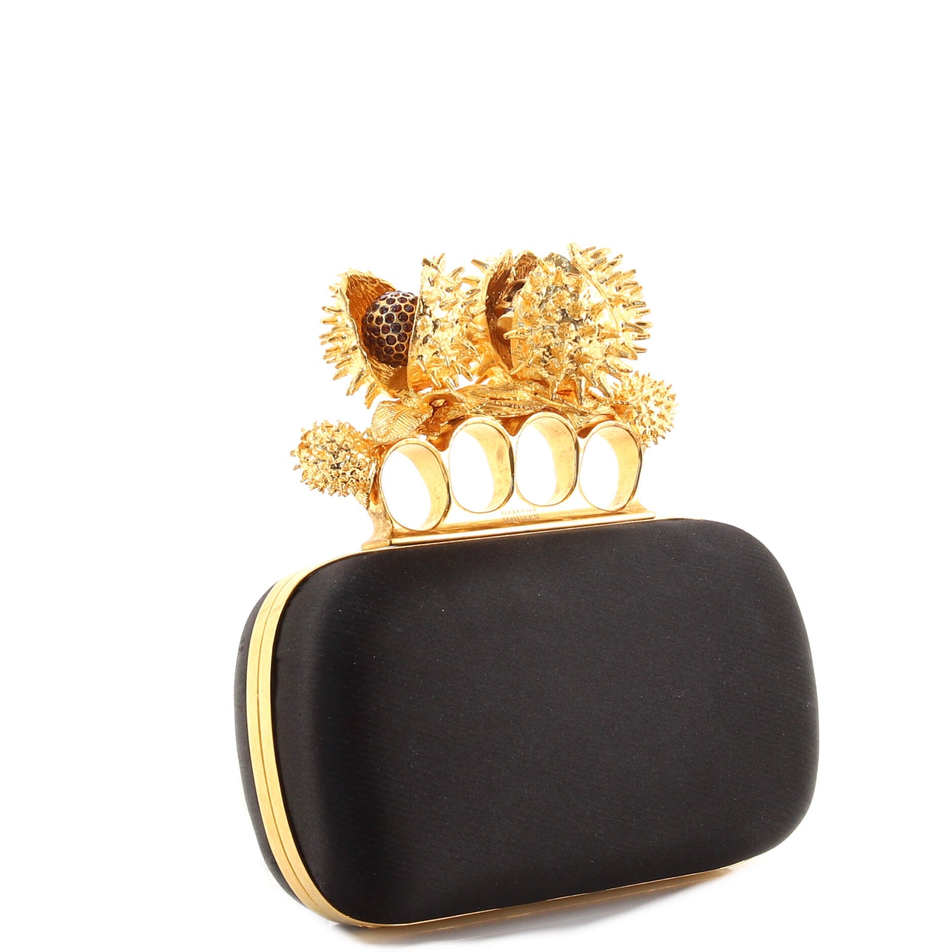 Venus Fly Trap and Skull Knuckle Box Clutch Satin Small