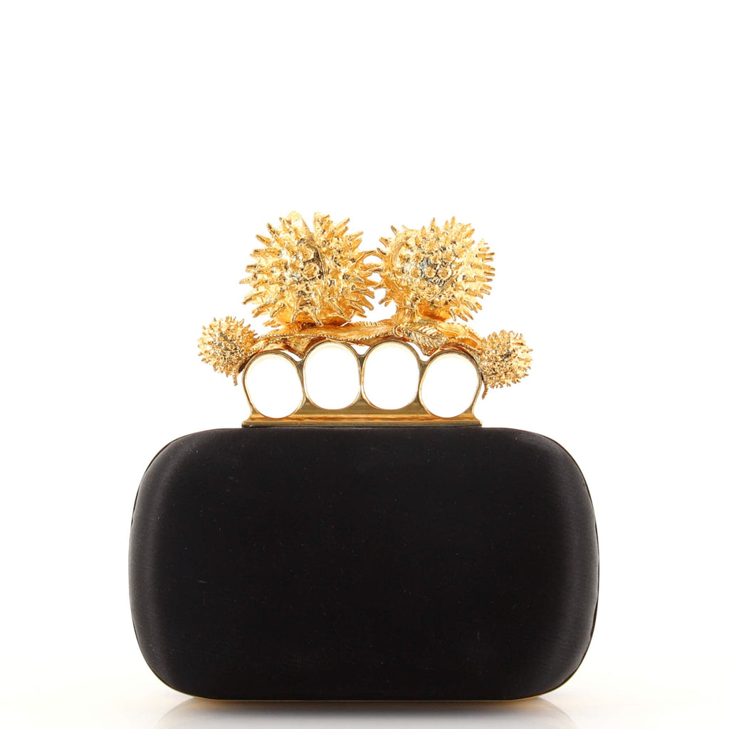 Venus Fly Trap and Skull Knuckle Box Clutch Satin Small