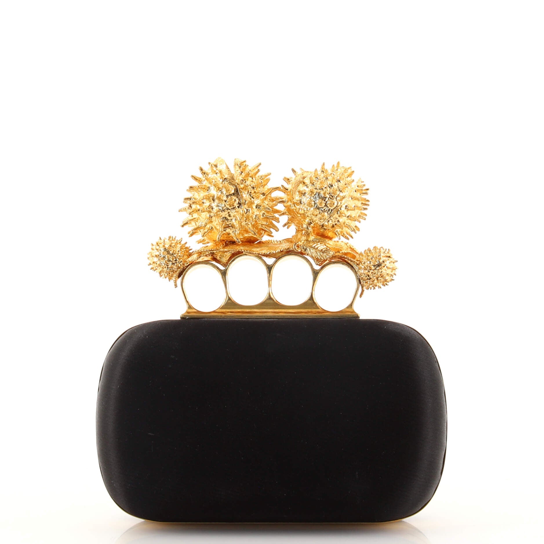 Venus Fly Trap and Skull Knuckle Box Clutch Satin Small