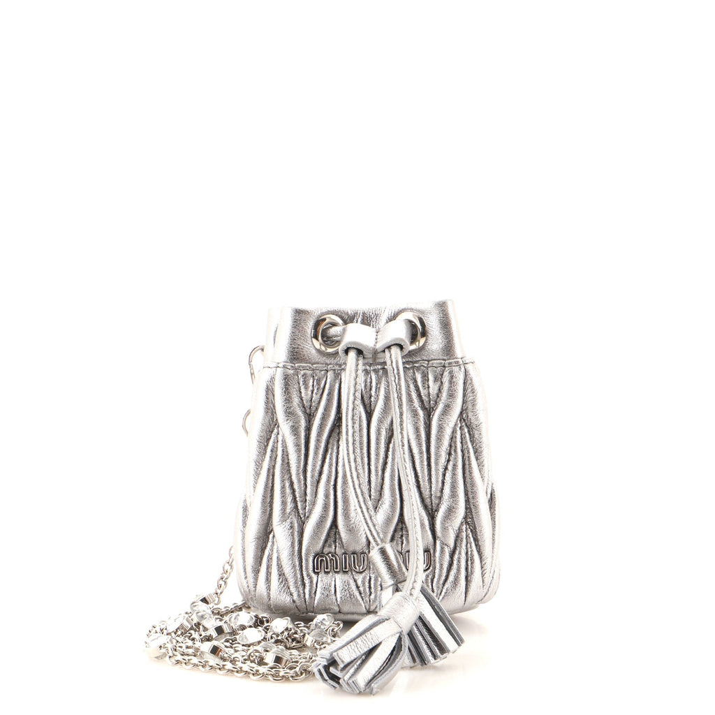 Bandoliera Chain Bucket Bag Matelasse Leather Mini