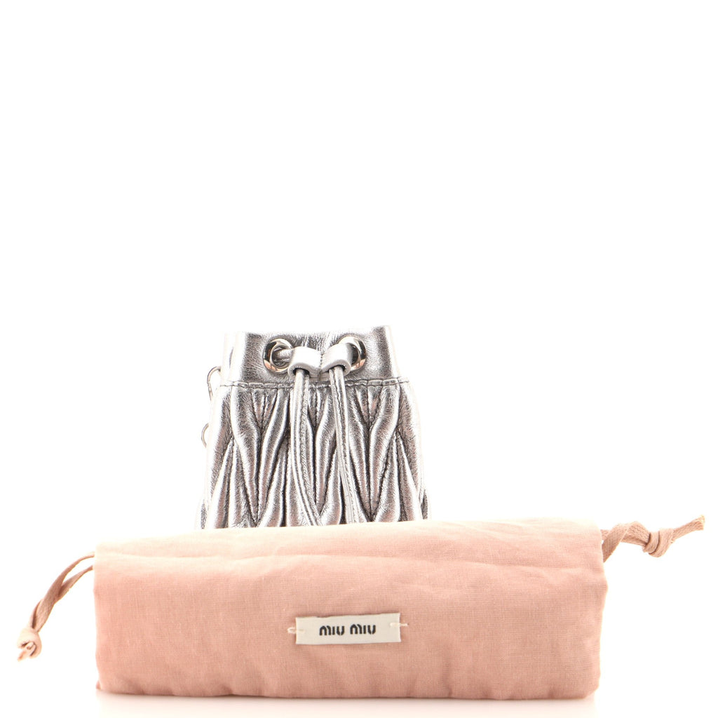 Bandoliera Chain Bucket Bag Matelasse Leather Mini