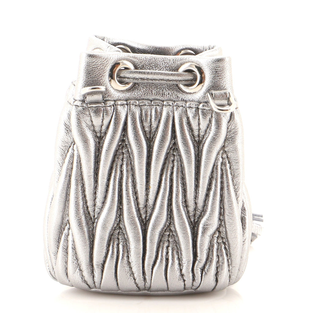 Bandoliera Chain Bucket Bag Matelasse Leather Mini