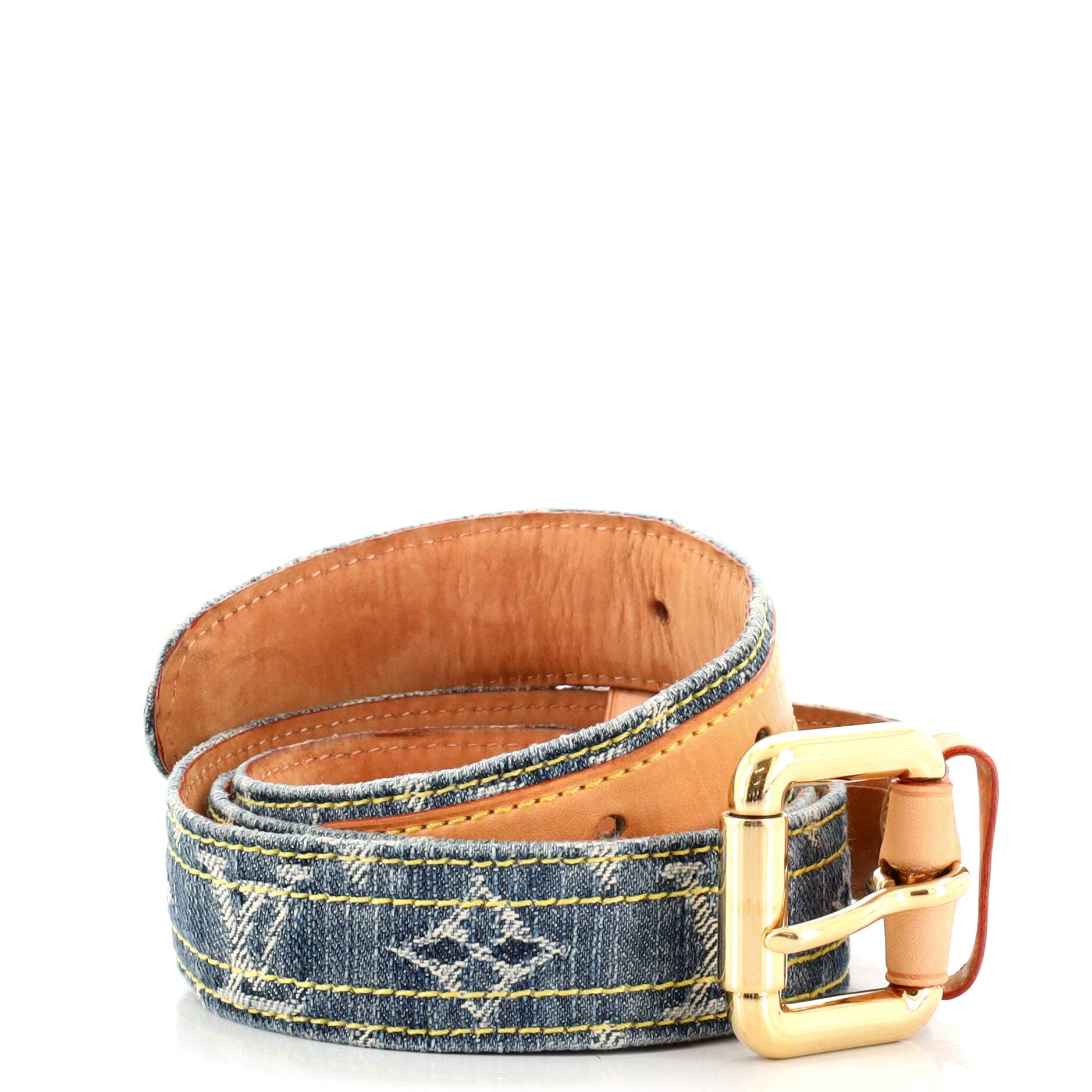 Buckle Belt Monogram Denim Medium 90
