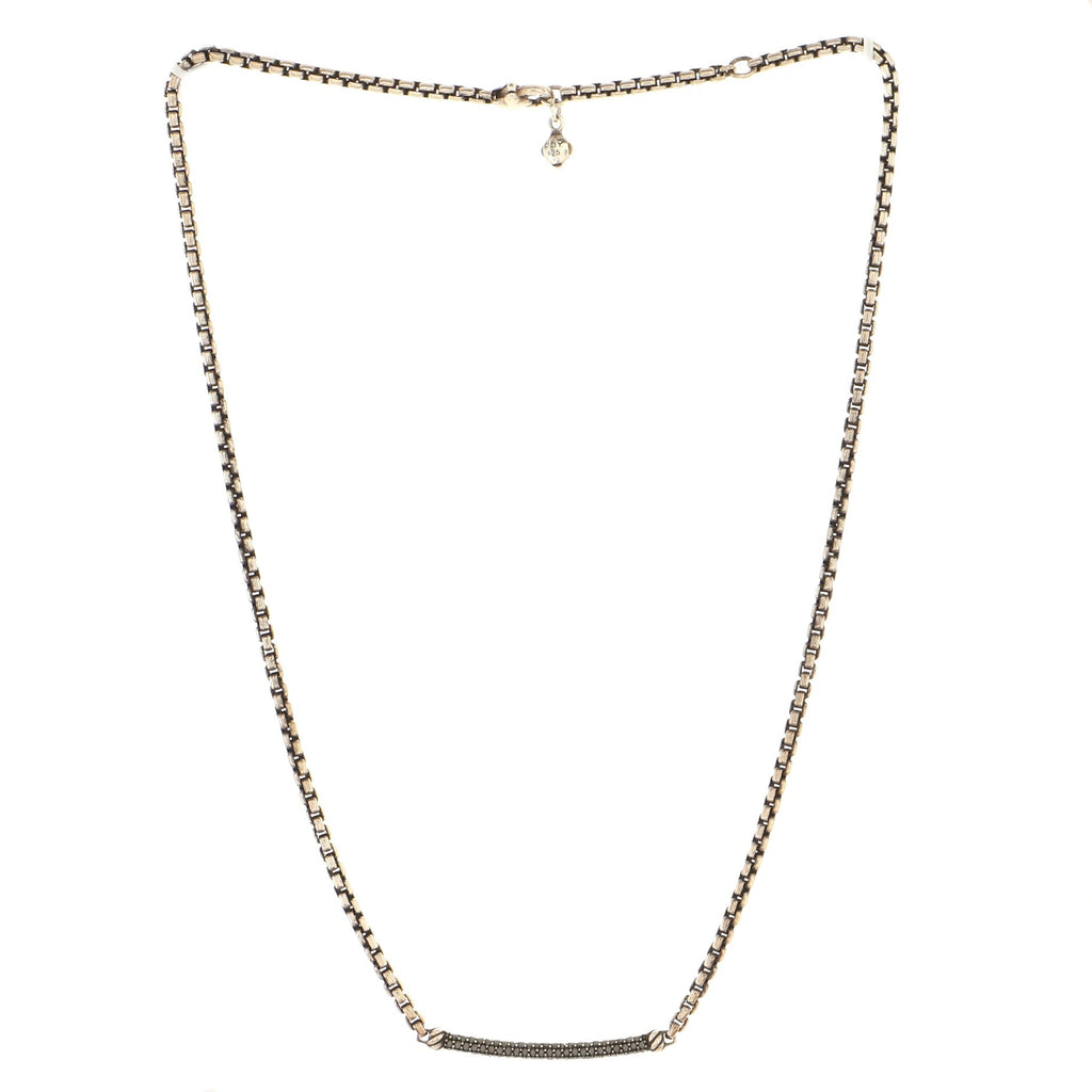 Petite Metro Pendant Necklace Sterling Silver with Black Diamonds