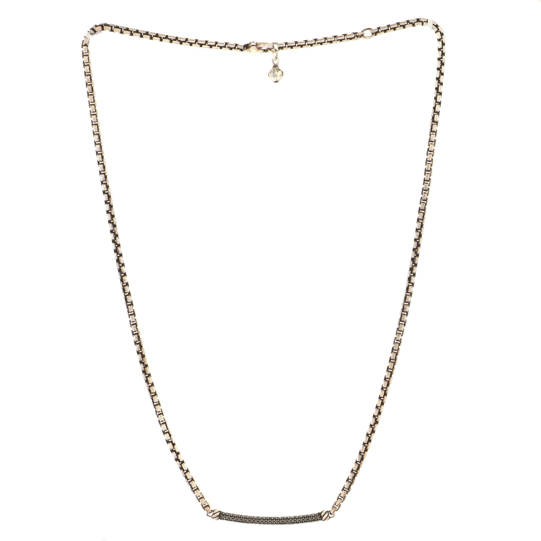 Petite Metro Pendant Necklace Sterling Silver with Black Diamonds