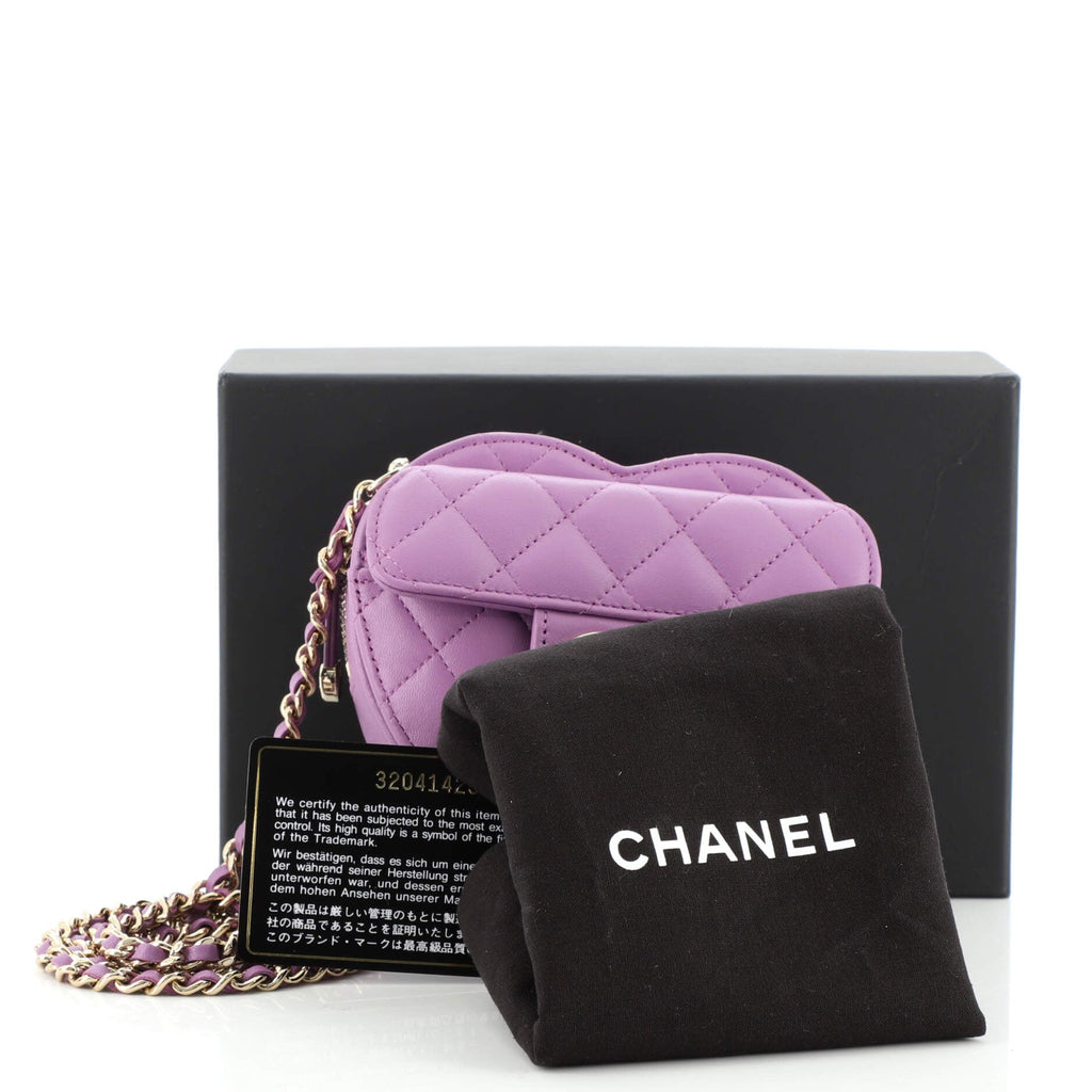 CC in Love Heart Clutch with Chain Quilted Lambskin