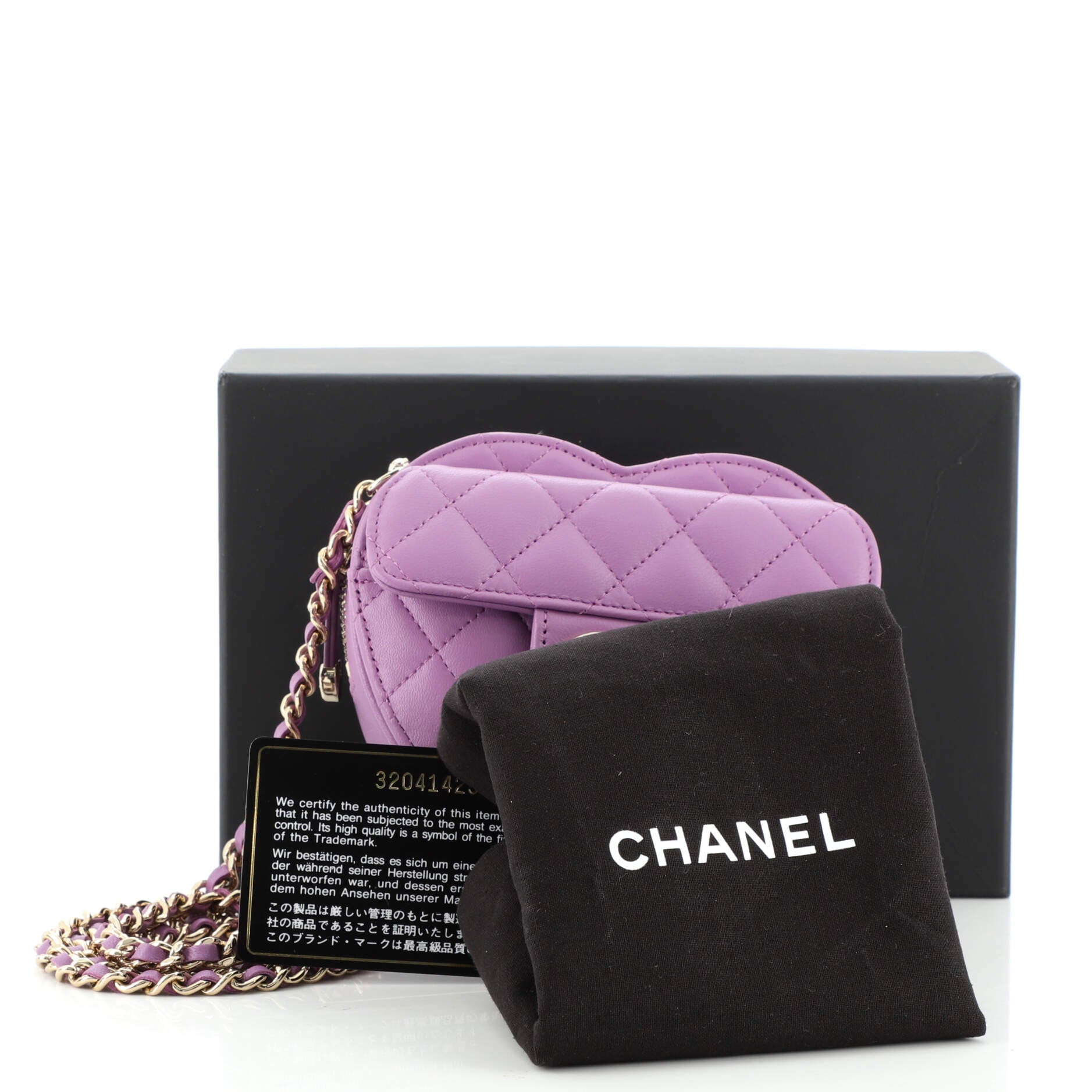 CC in Love Heart Clutch with Chain Quilted Lambskin