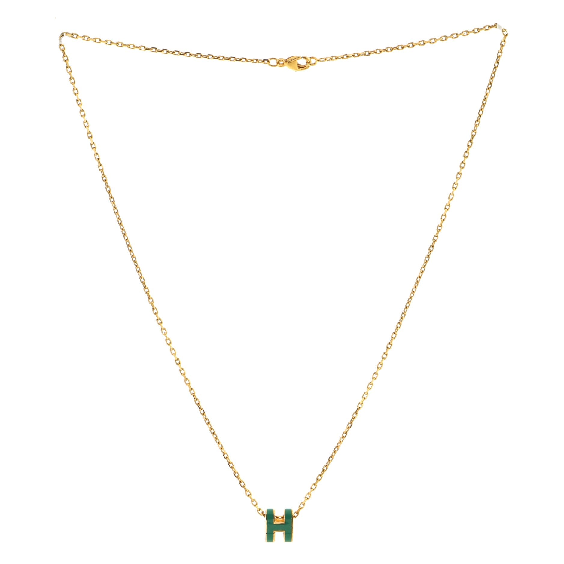 Pop H Pendant Chain Necklace Metal and Enamel Mini