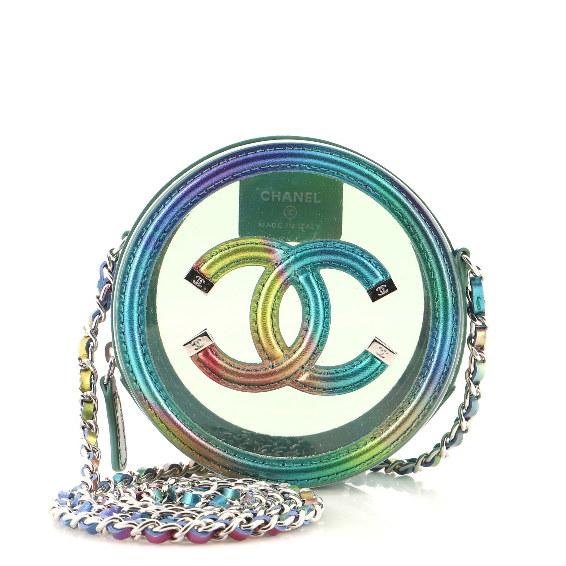 Filigree Round Clutch with Chain PVC with Lambskin Mini