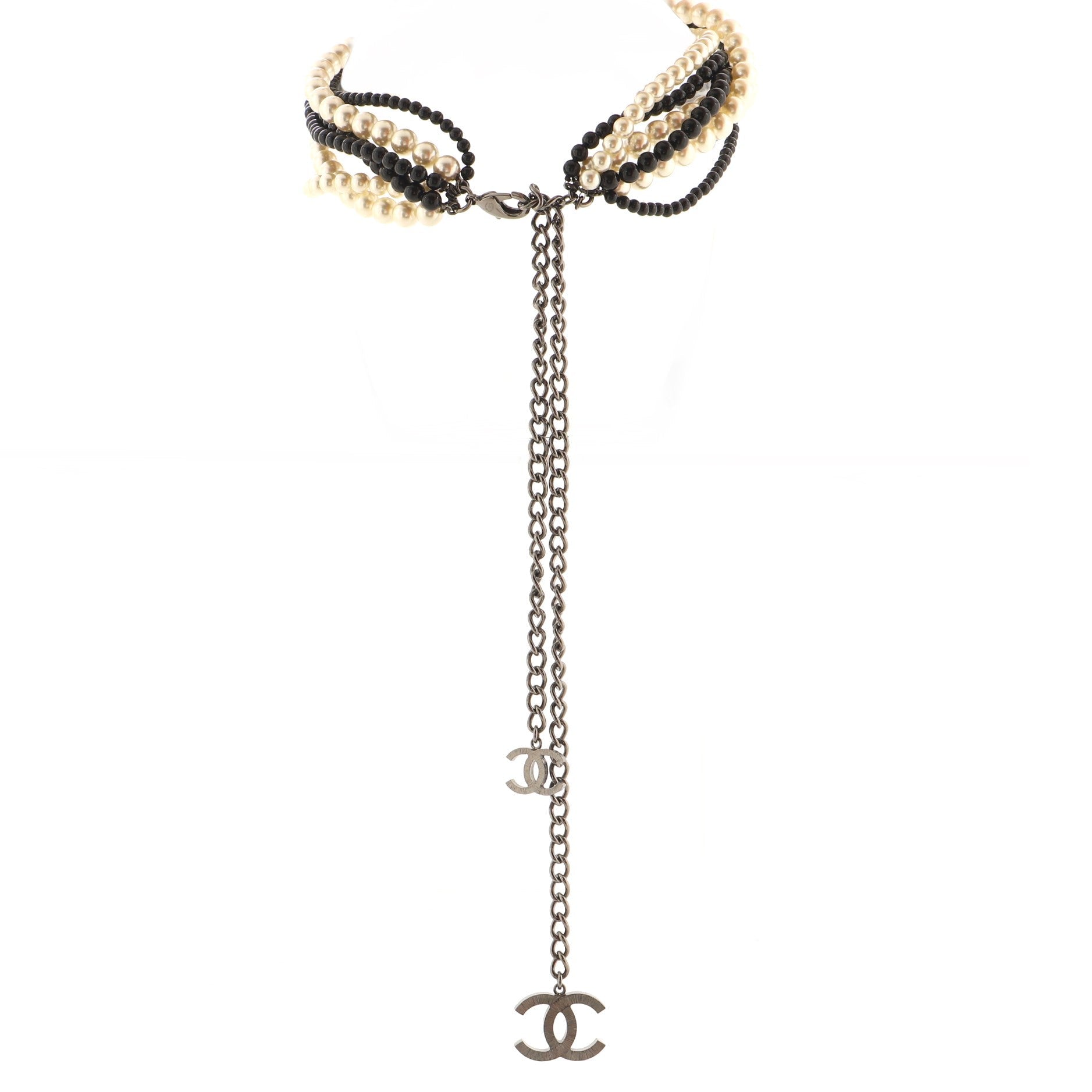 Knot Runway Statement Necklace Faux Pearls