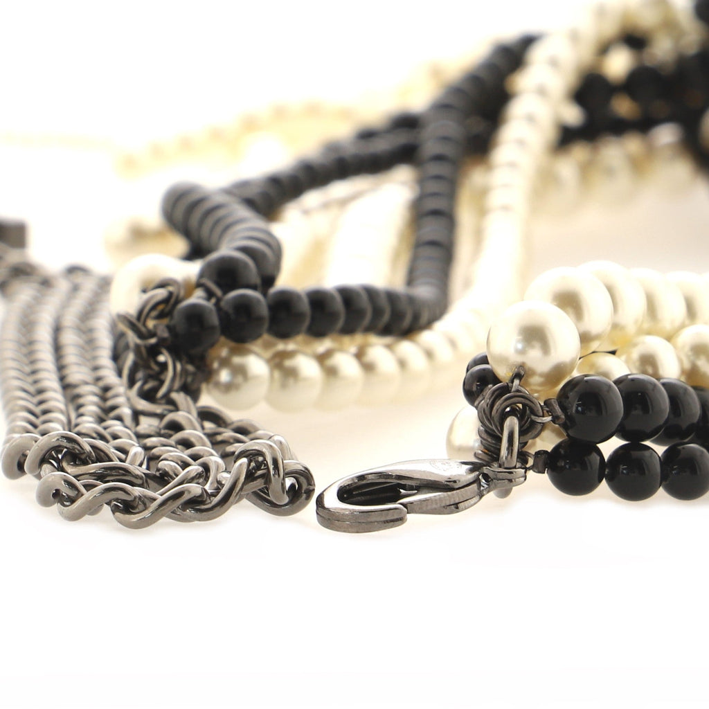 Knot Runway Statement Necklace Faux Pearls