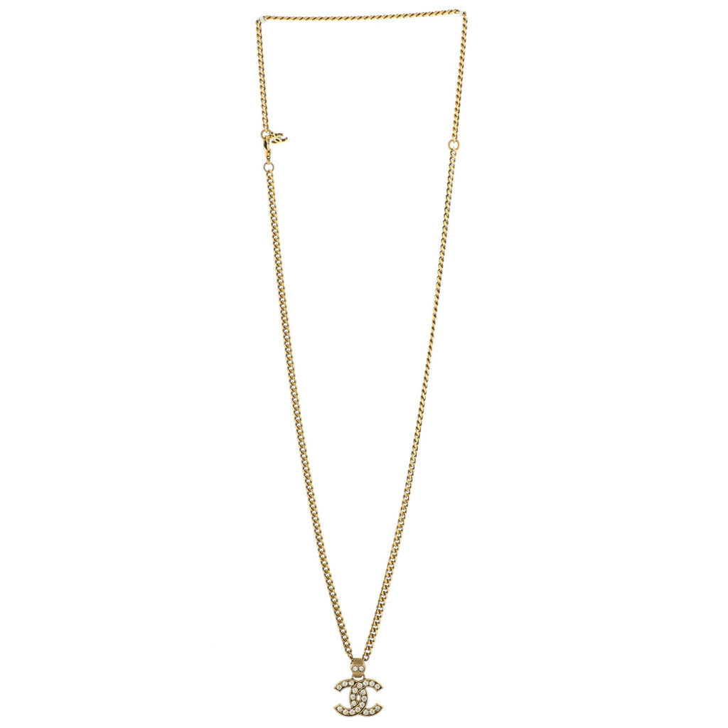 CC Pendant Necklace Crystal Embellished Metal