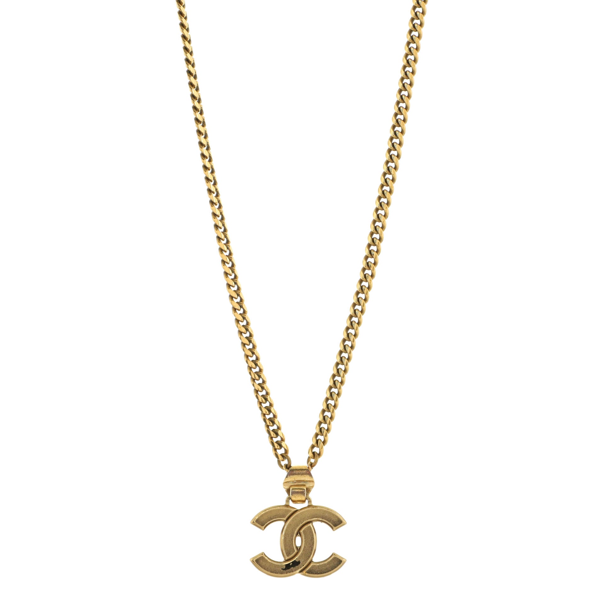 CC Pendant Necklace Crystal Embellished Metal