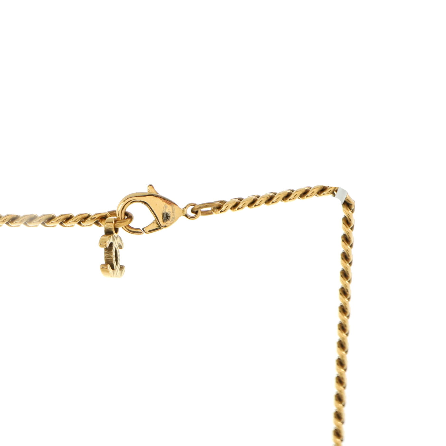 CC Pendant Necklace Crystal Embellished Metal