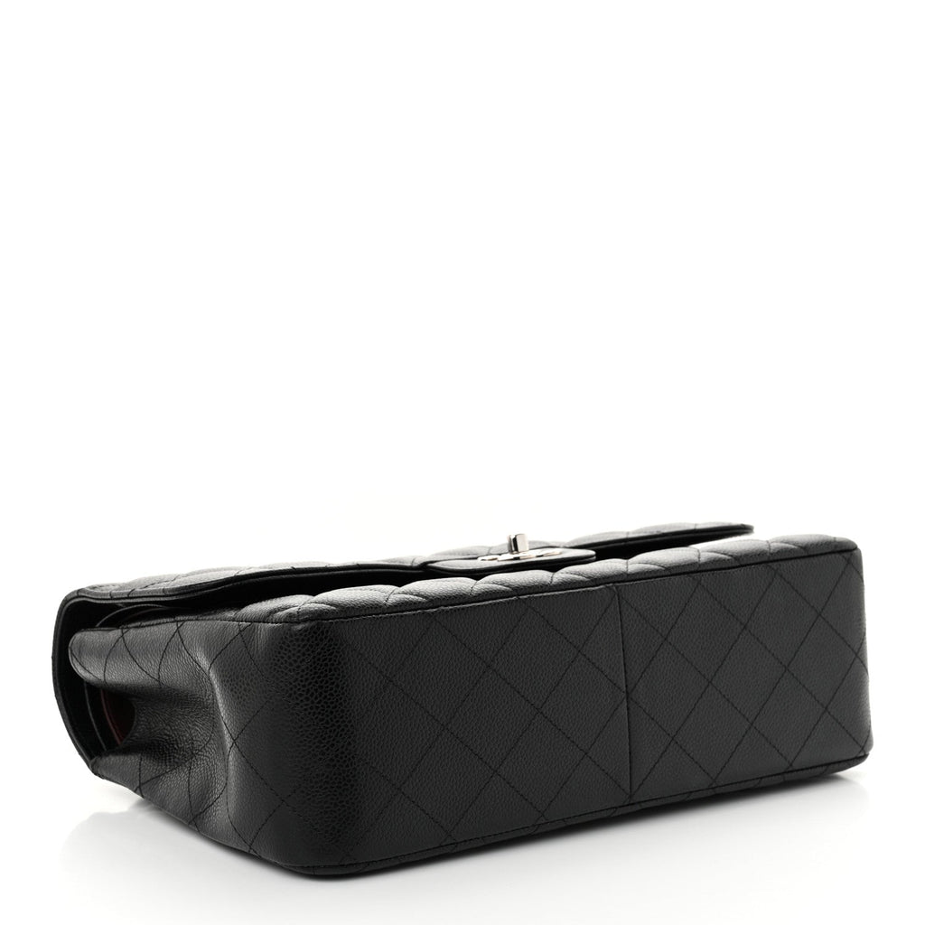 Caviar Quilted Jumbo Double Flap Black