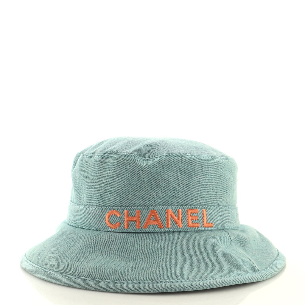 Logo Letters Bucket Hat Embroidered Denim XXL
