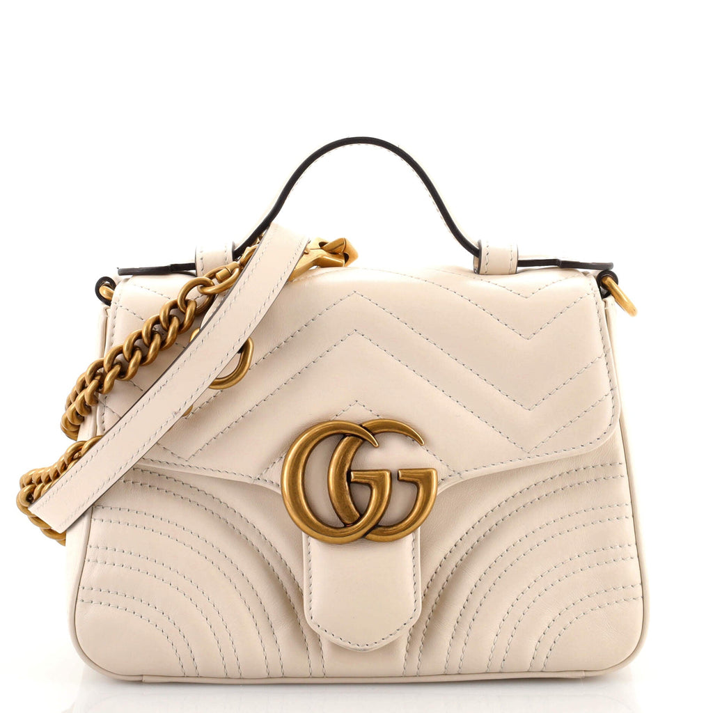 GG Marmont Top Handle Flap Bag Matelasse Leather Mini