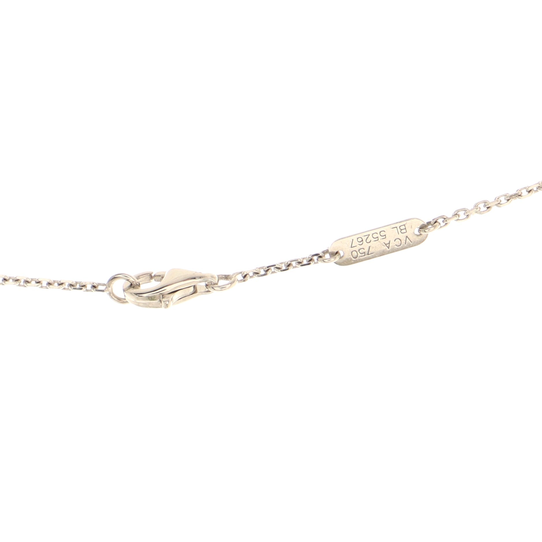 Vintage Alhambra Pendant Necklace 18K White Gold and Pink Opal