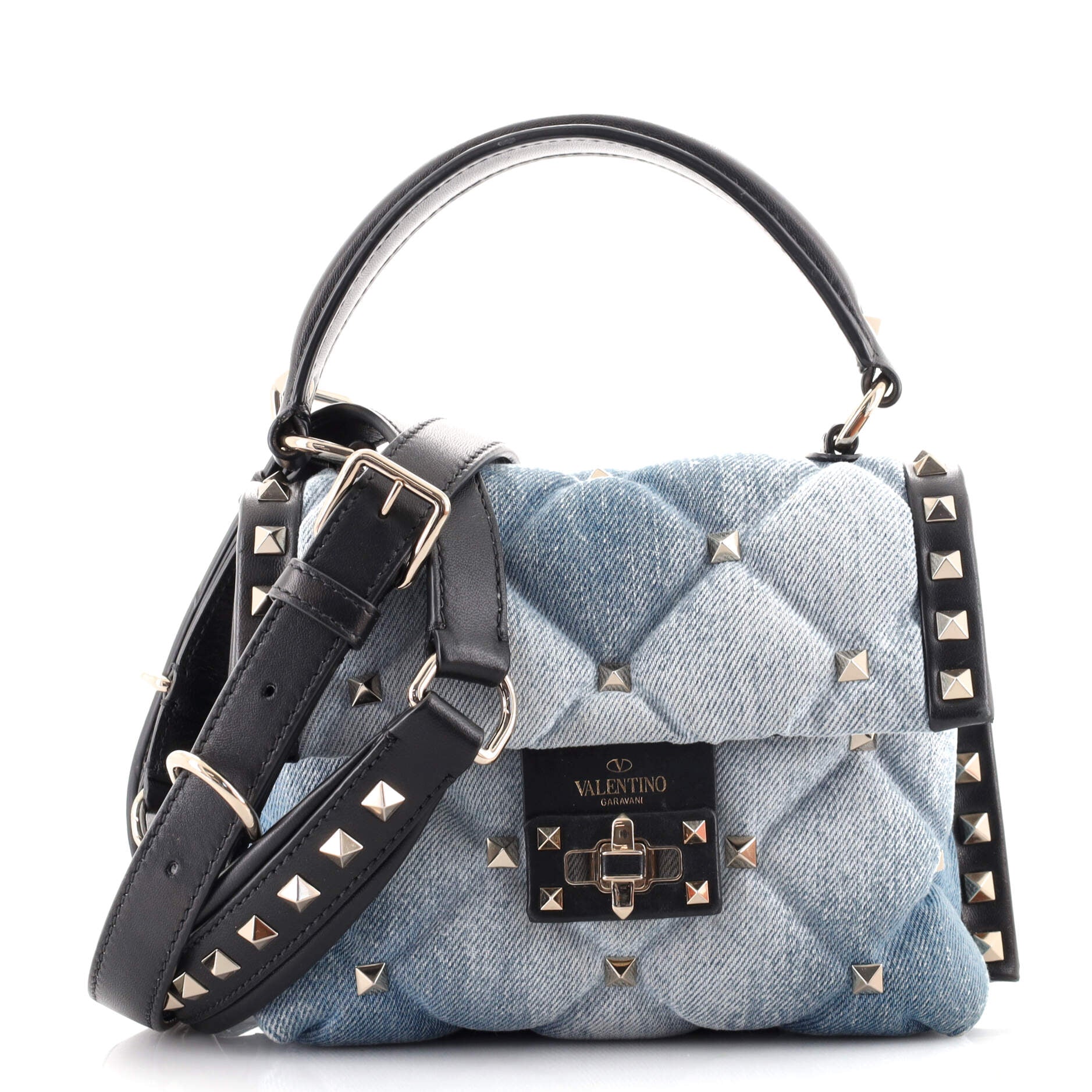 Candystud Top Handle Bag Quilted Denim Mini