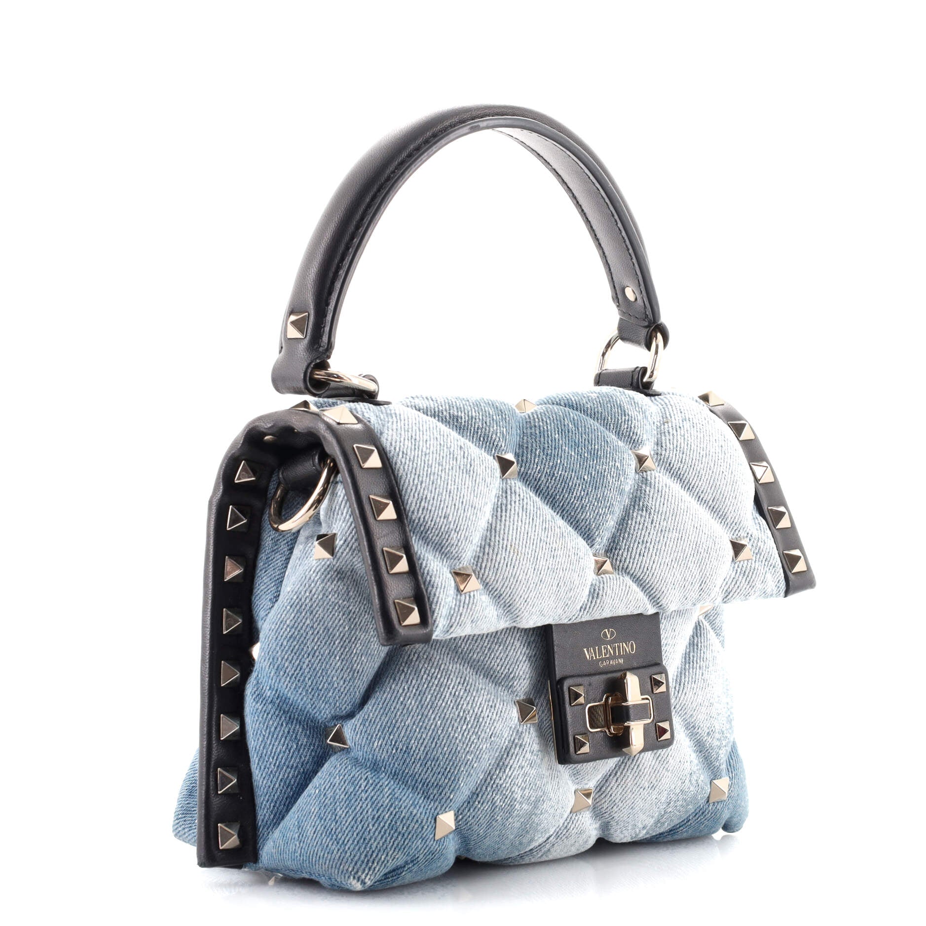 Candystud Top Handle Bag Quilted Denim Mini