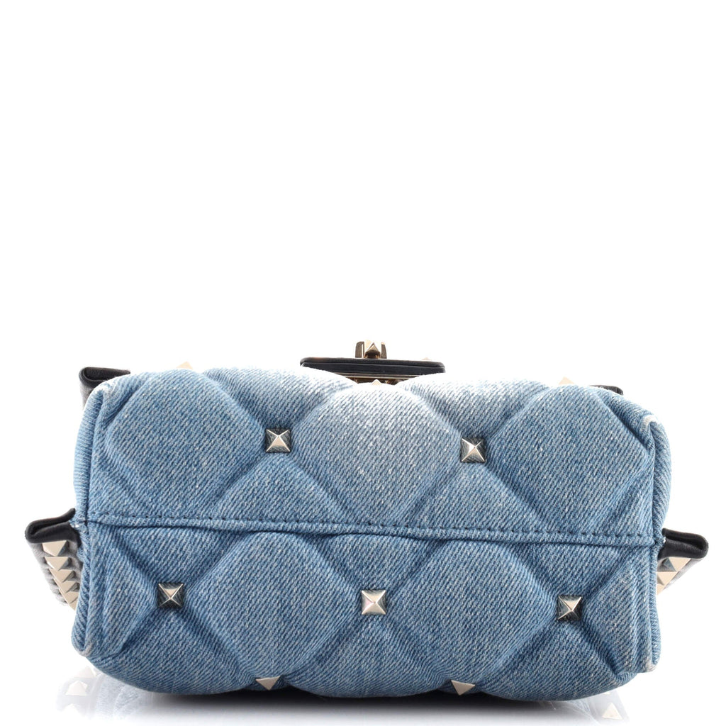 Candystud Top Handle Bag Quilted Denim Mini