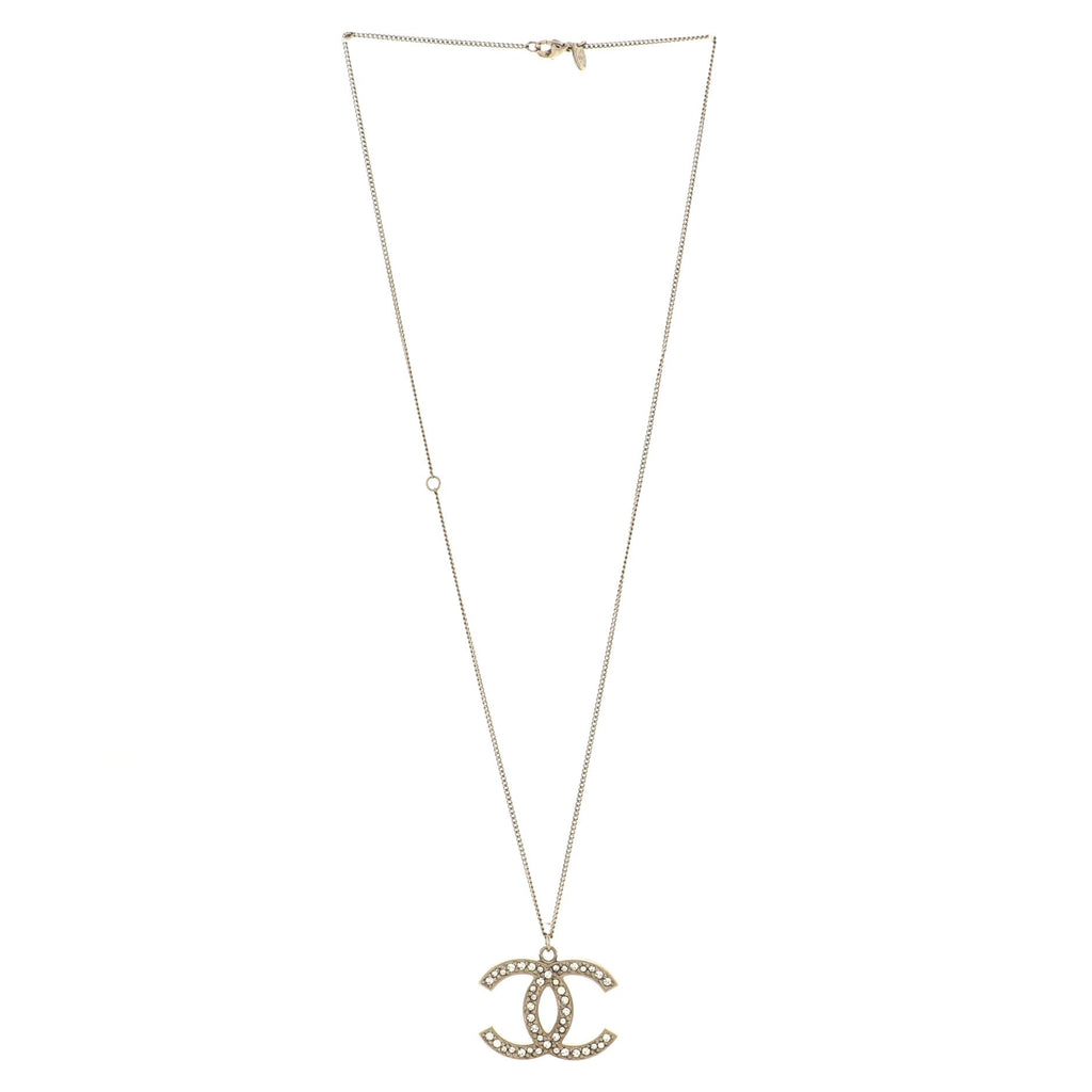 CC Pendant Necklace Metal with Crystals
